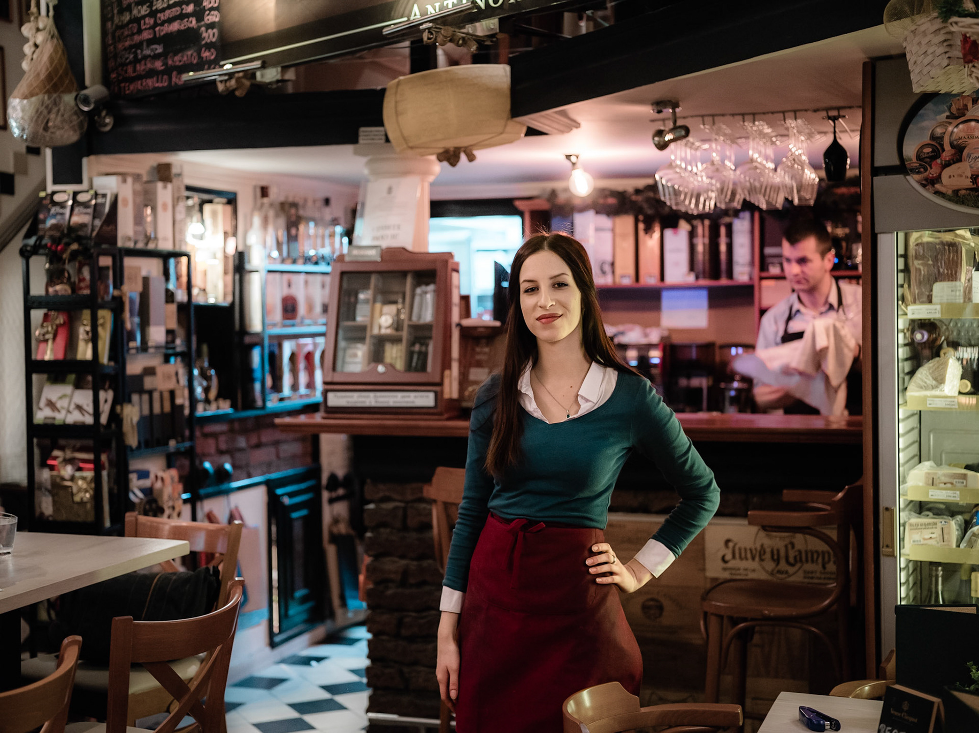 Tijana Tosic the waitress at Pampour Bar, poses for a photo.