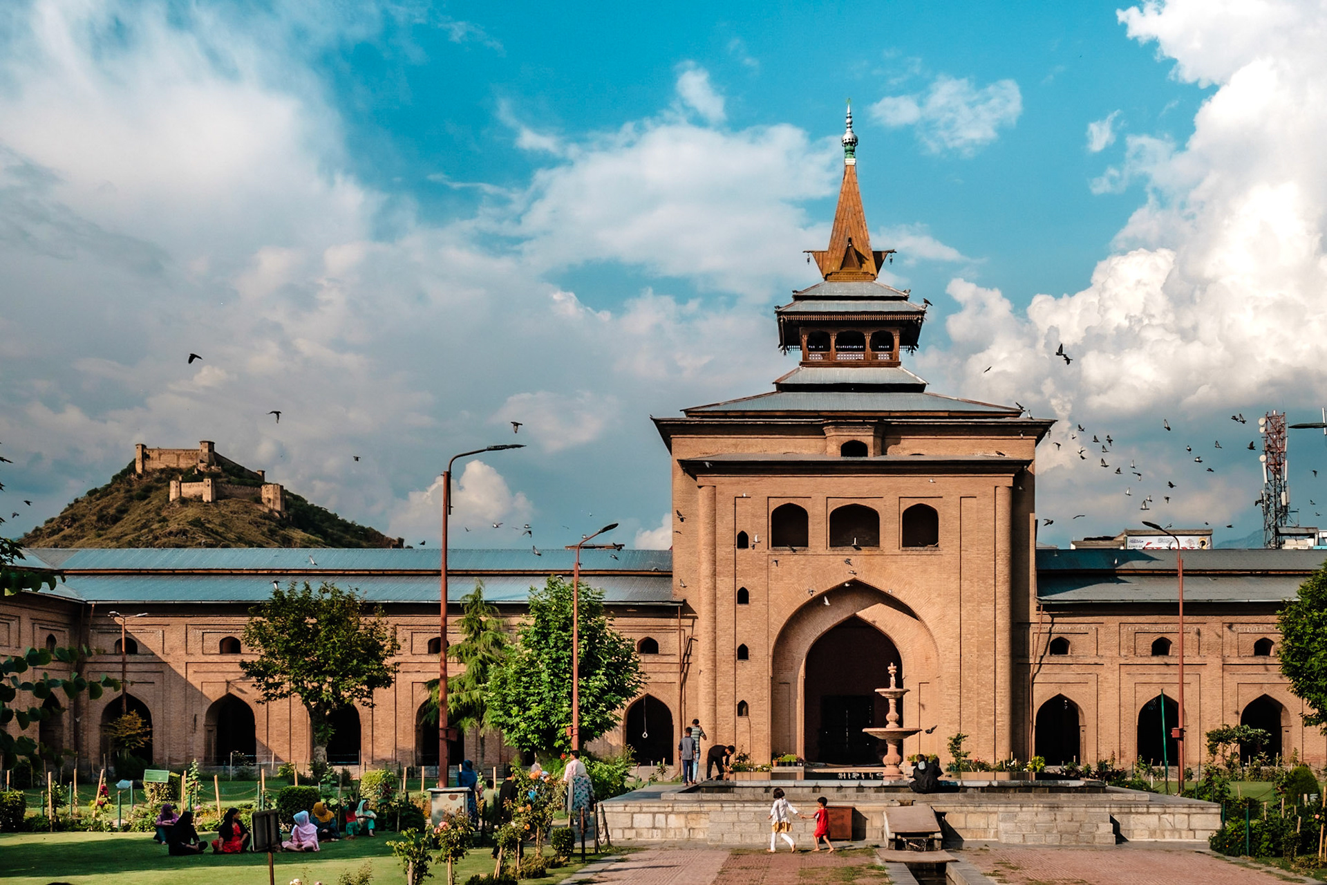 The 600-year old Jamia Masjid in downtown Srinagar. Kashmir, 2019.