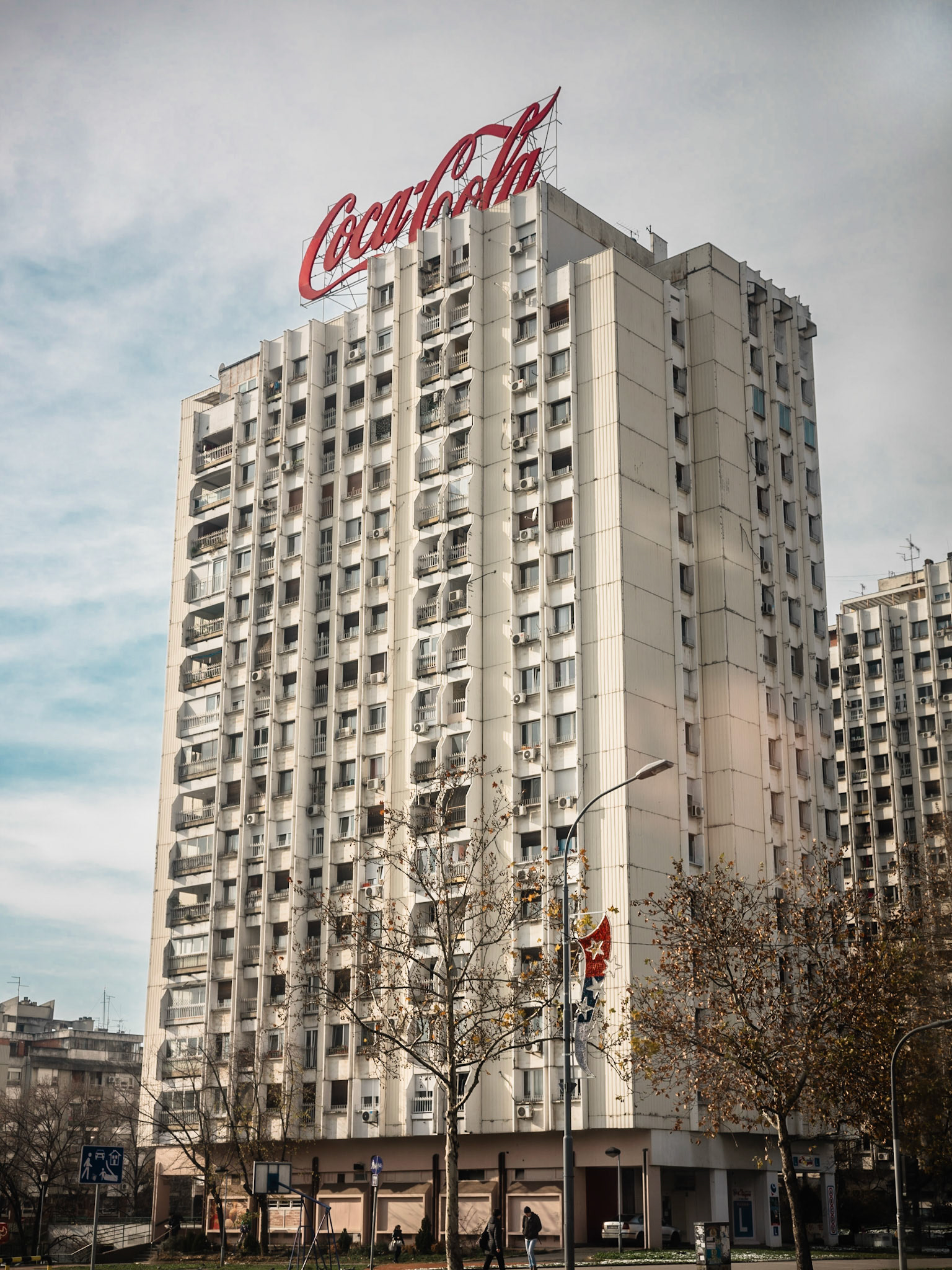 Coca Cola sign on a building in New Belgrade