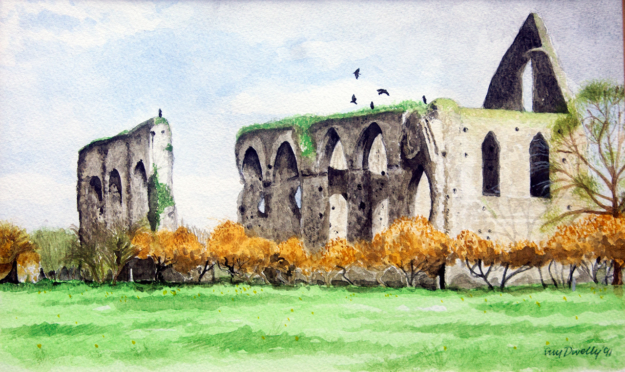 Newark Abbey, Surrey - Watercolour 