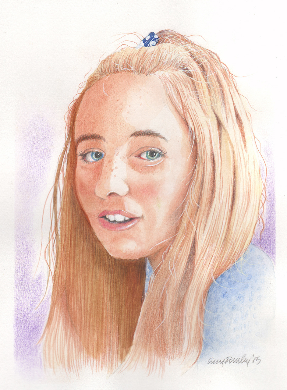 Sophie - Watercolour & Caran Andy Elliot - Watercolour & Caran d'ache pencil 