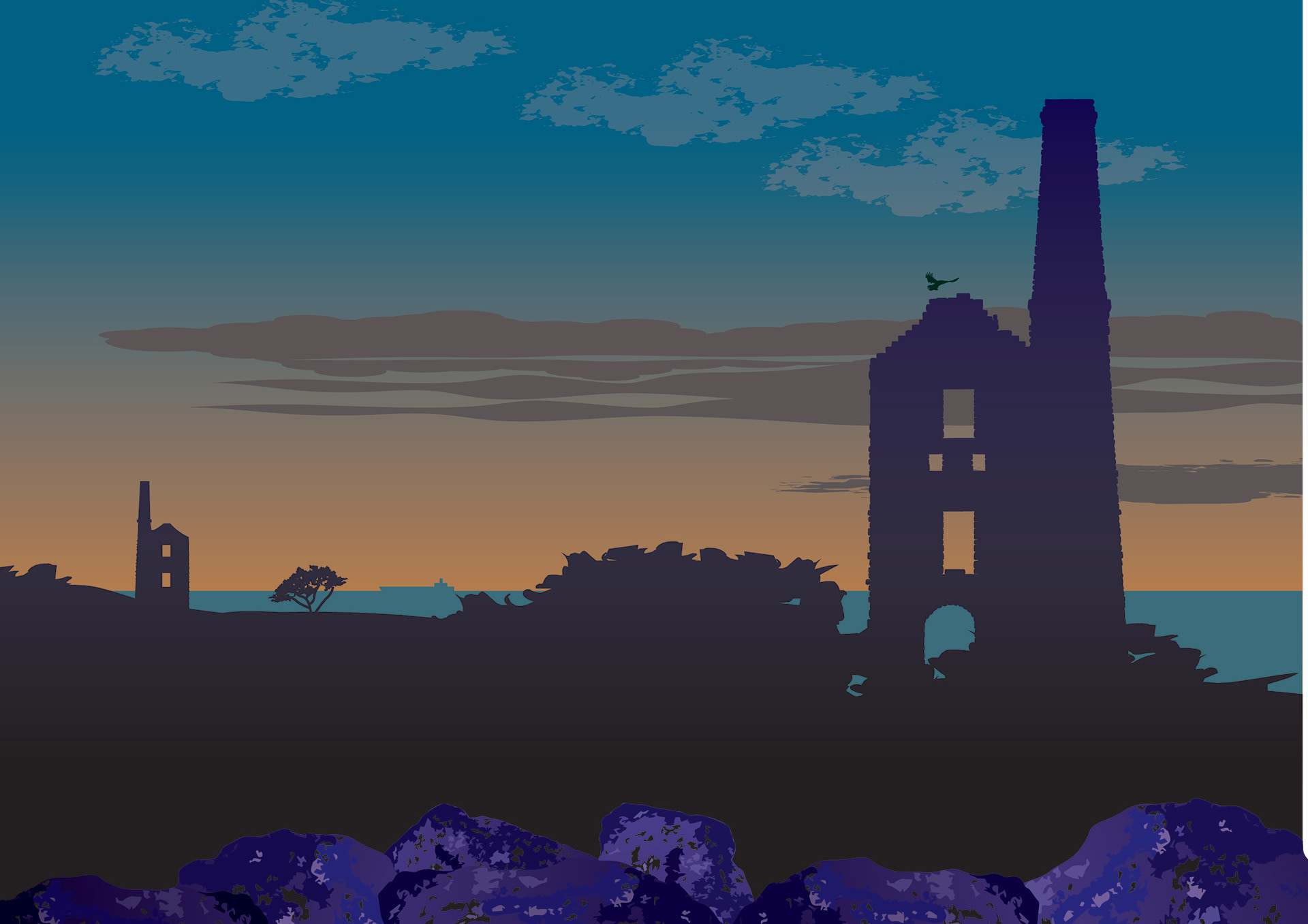 Tin Mine Sunset, Cornwall