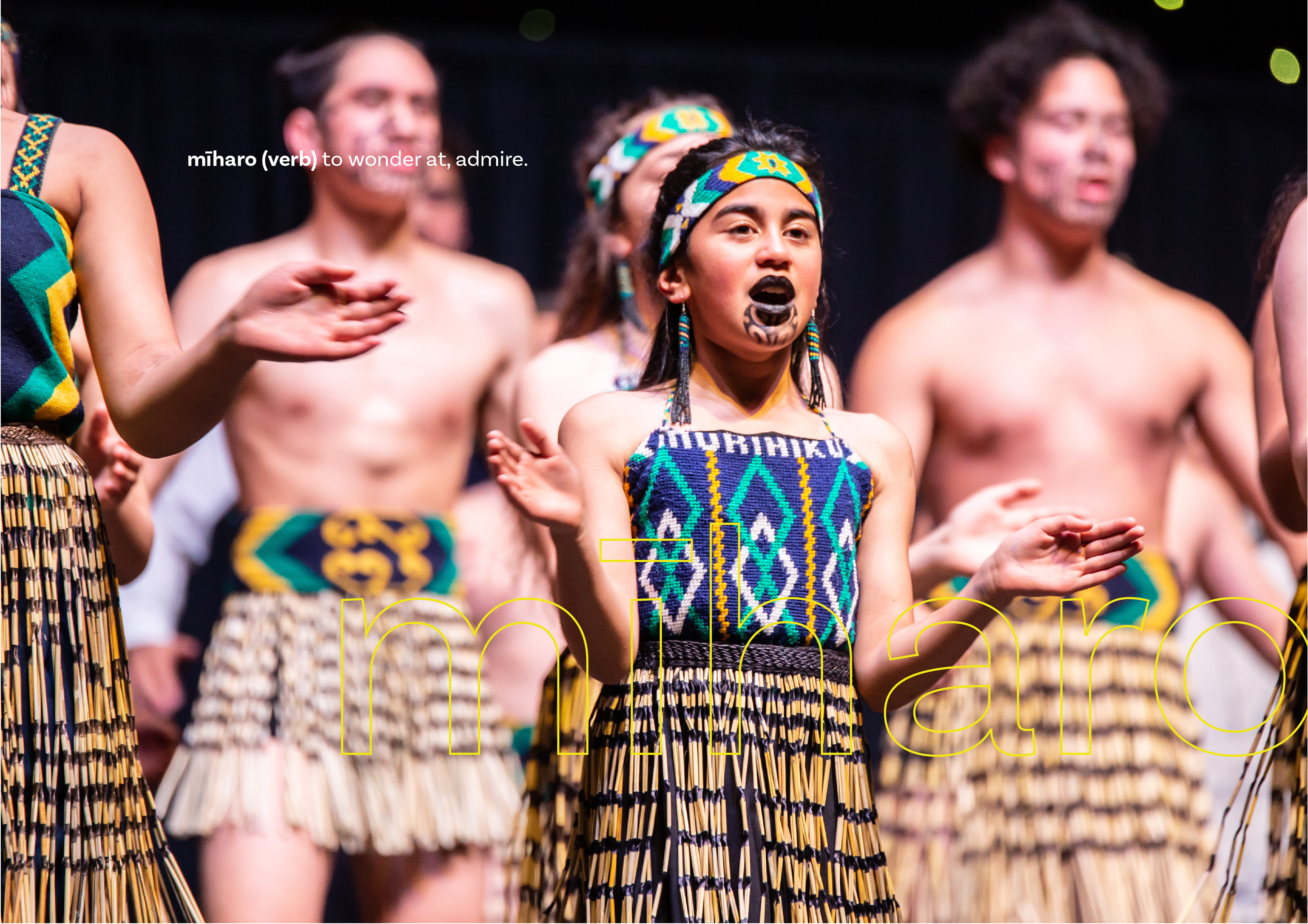 Miharo Murihiku Trust's Polyfest, performance shot with etymology.