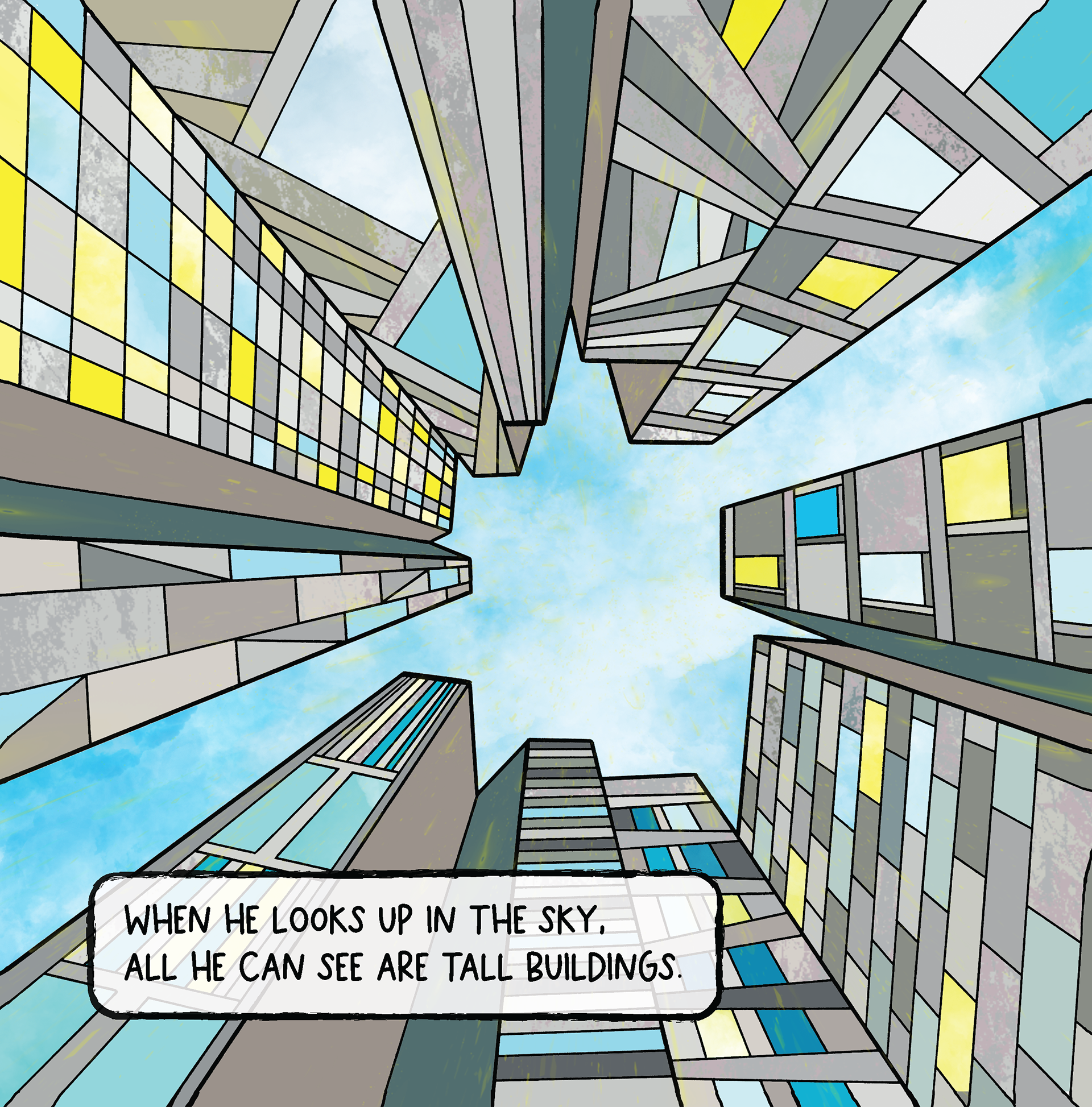 Looking Up (hand-drawn in pen & edited with Adobe Illustrator + Photoshop)
