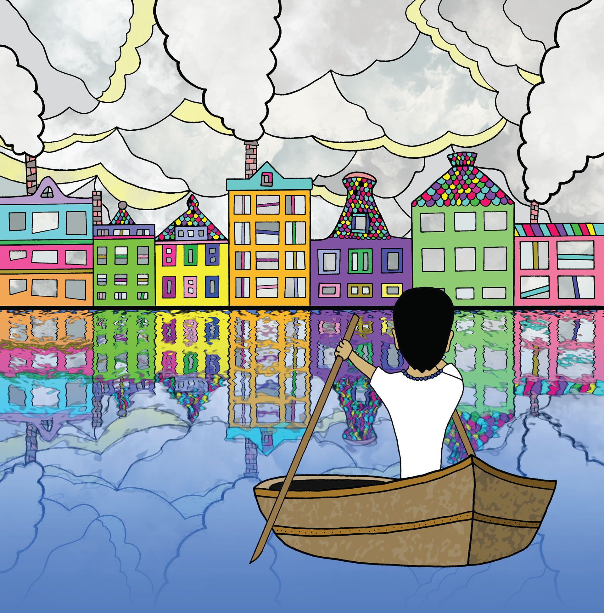 Escape The City (hand-drawn in pen & edited with Adobe Illustrator + Photoshop)