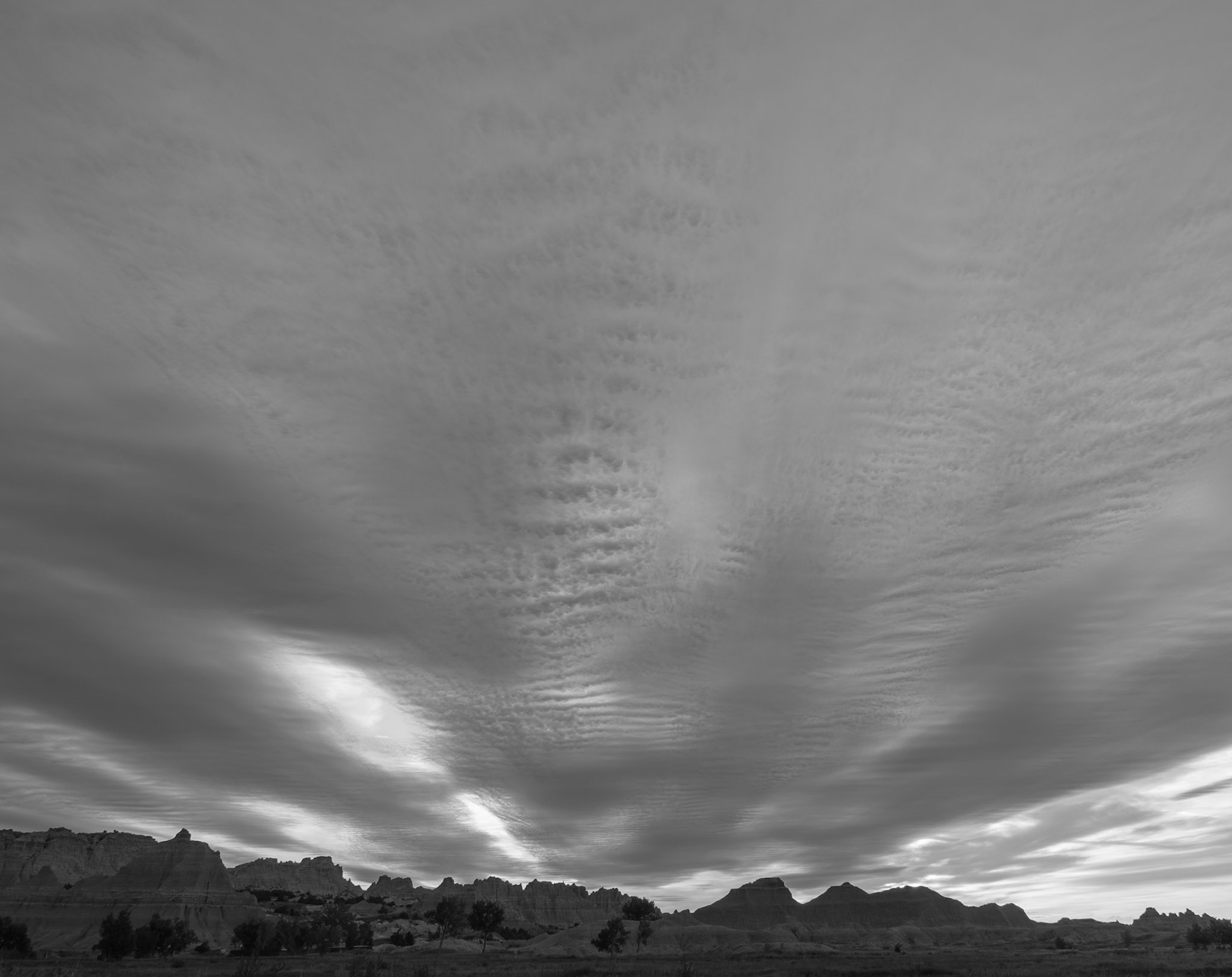Dramatic clouds, Badlands National Park, SD