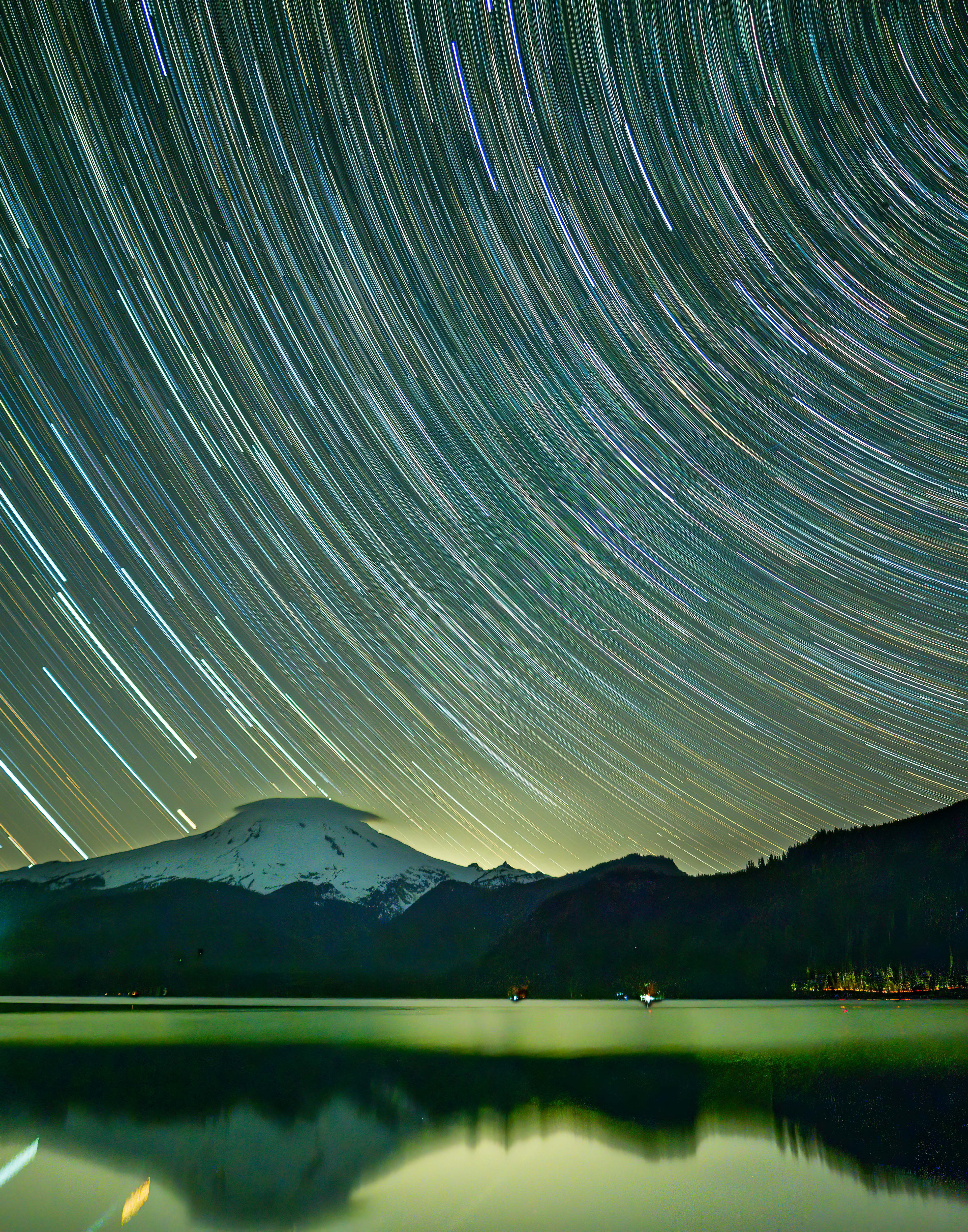 Star trails over Mt Baker