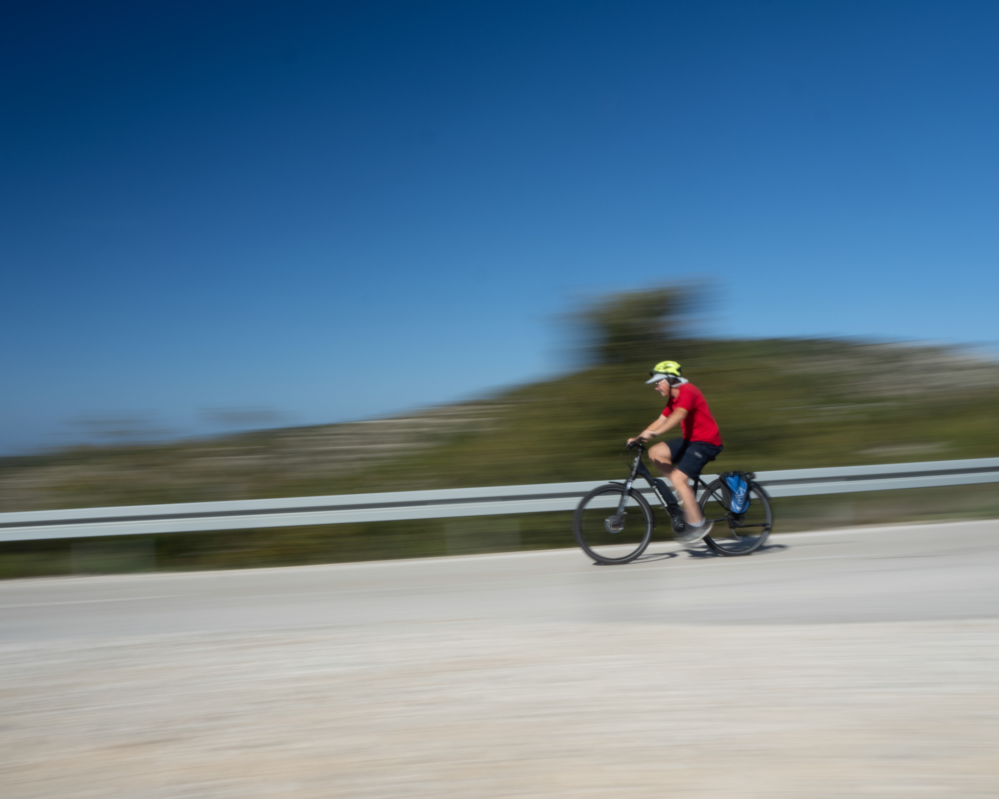 Biker in Greece in motion