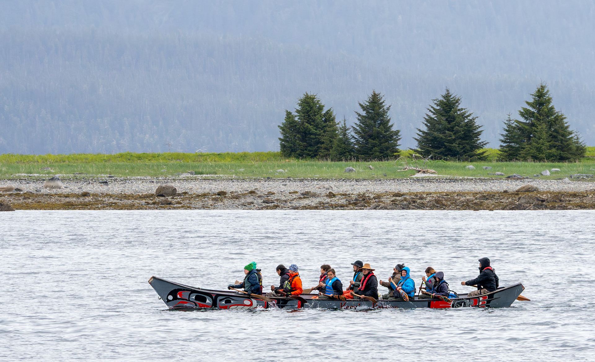 Native American, canoing north to Juneau, Wood Spit, AK