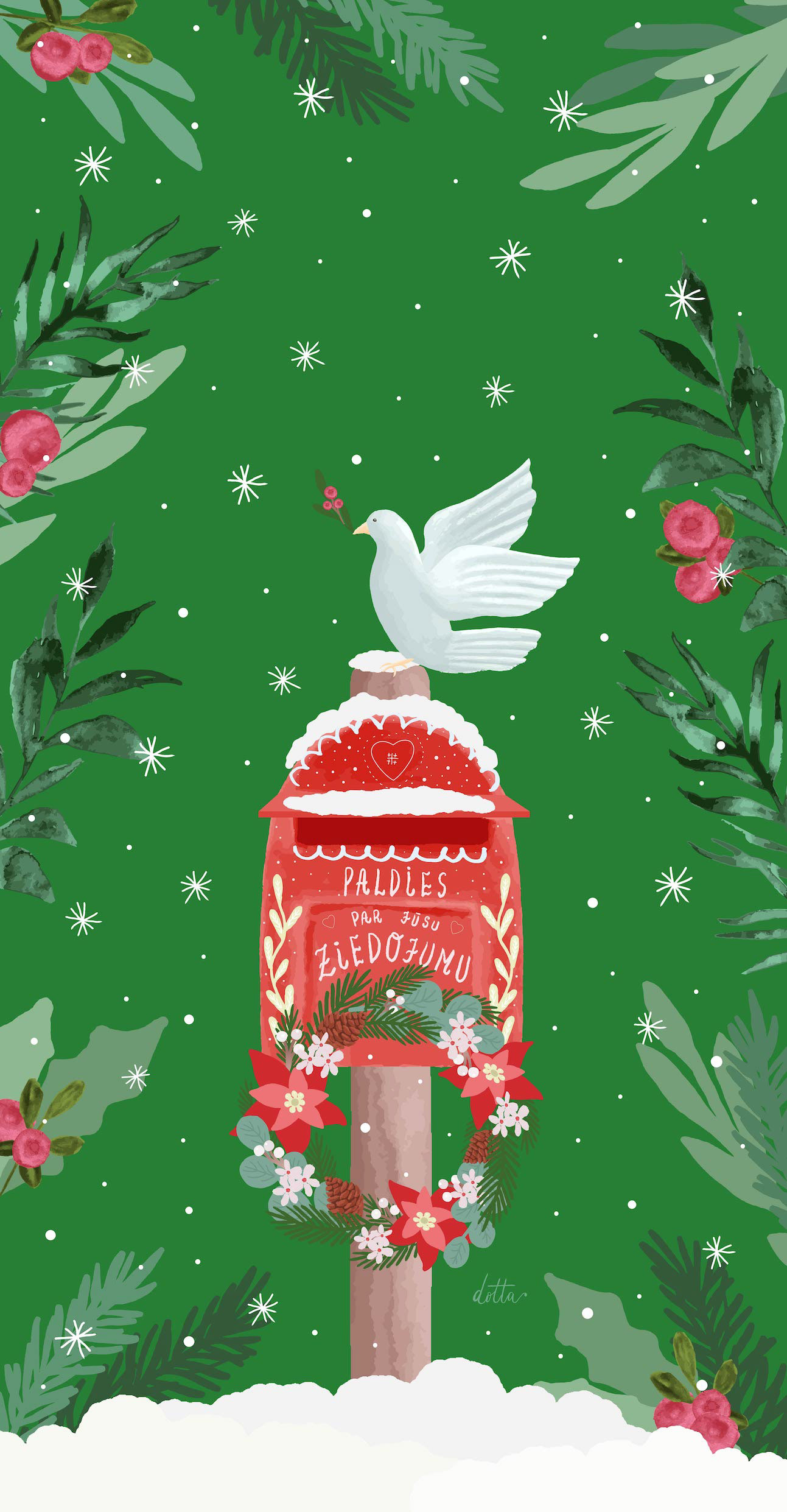 Labdarbības ilustrācija Rīgas Lutera draudzei. Ilustrācija tika drukāta uz komatex plāksnes 150x290cm izmērā un piestiprināta pie vienas no Torņakalna baznīcas durvīm ziedojumu vākšanai, 2022