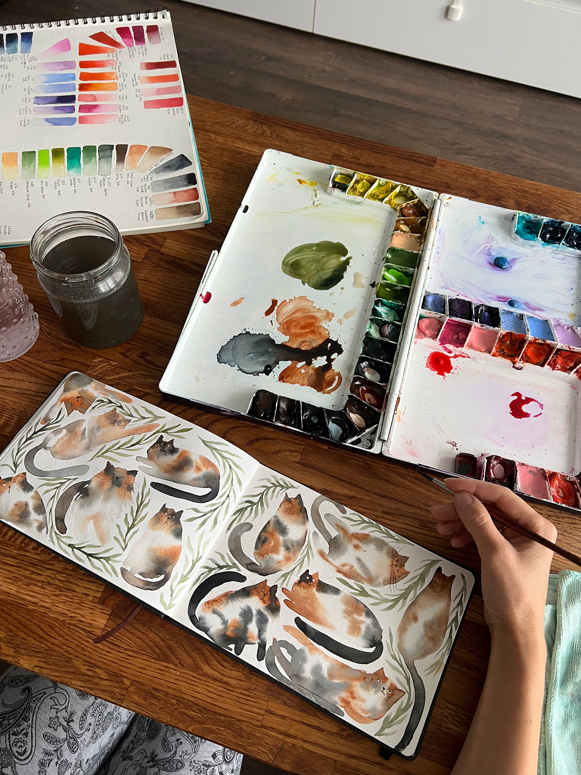 Watercolor cats, sketchbook illustration 2023