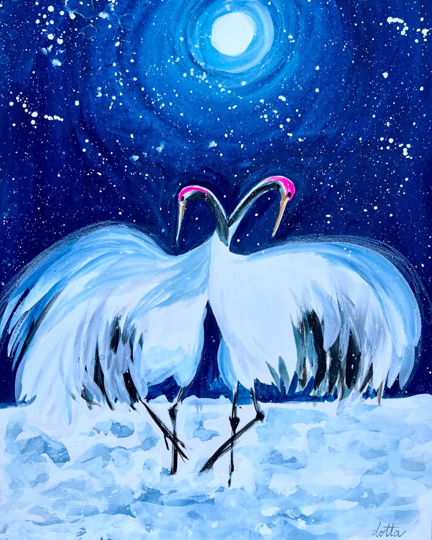 Under the Moonlit Sky, gouache 2023