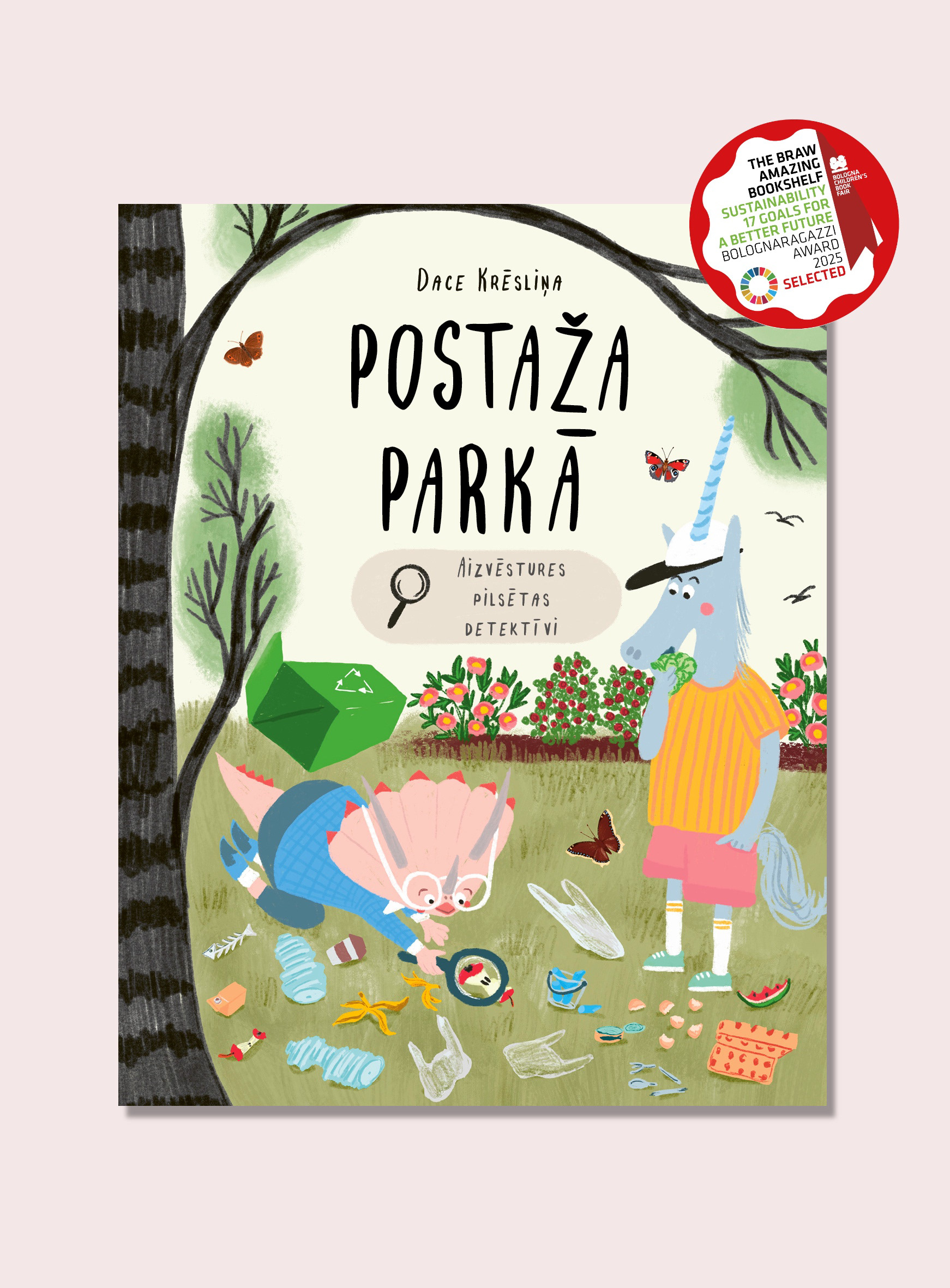 Grāmata "Postaža parkā" iekļauta Boloņas Starptautiskās Bērnu grāmatu izstādes izlasē un ir atzīta par vienu no 150 skaistākajām bērnu grāmatām par ilgtspējas tēmu – BolognaRagazzi Awards (BRAW) Amazing Bookshelf Sustainability