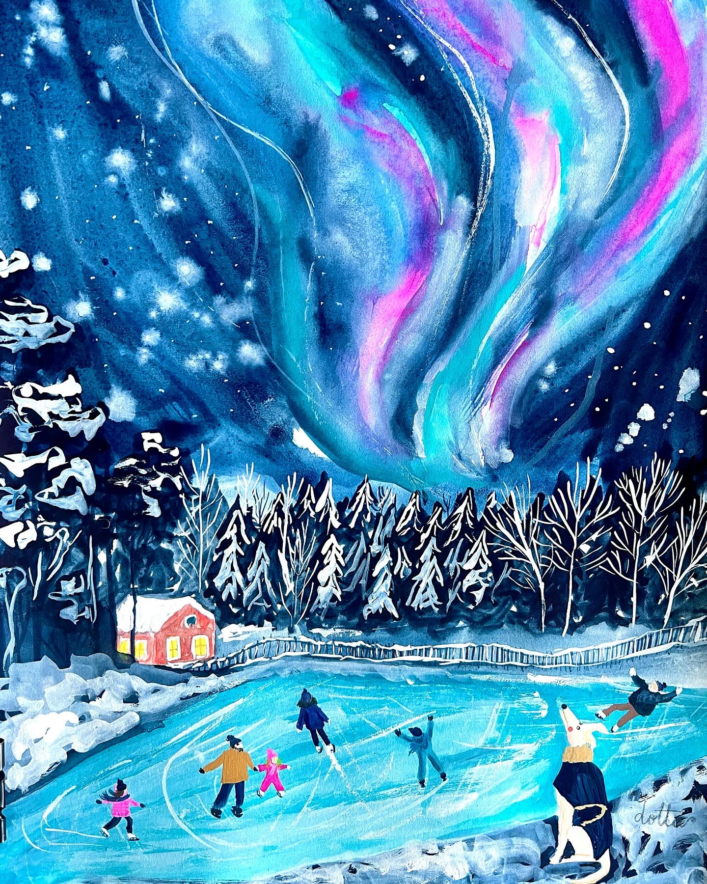 The Northern Lights, gouache 2023