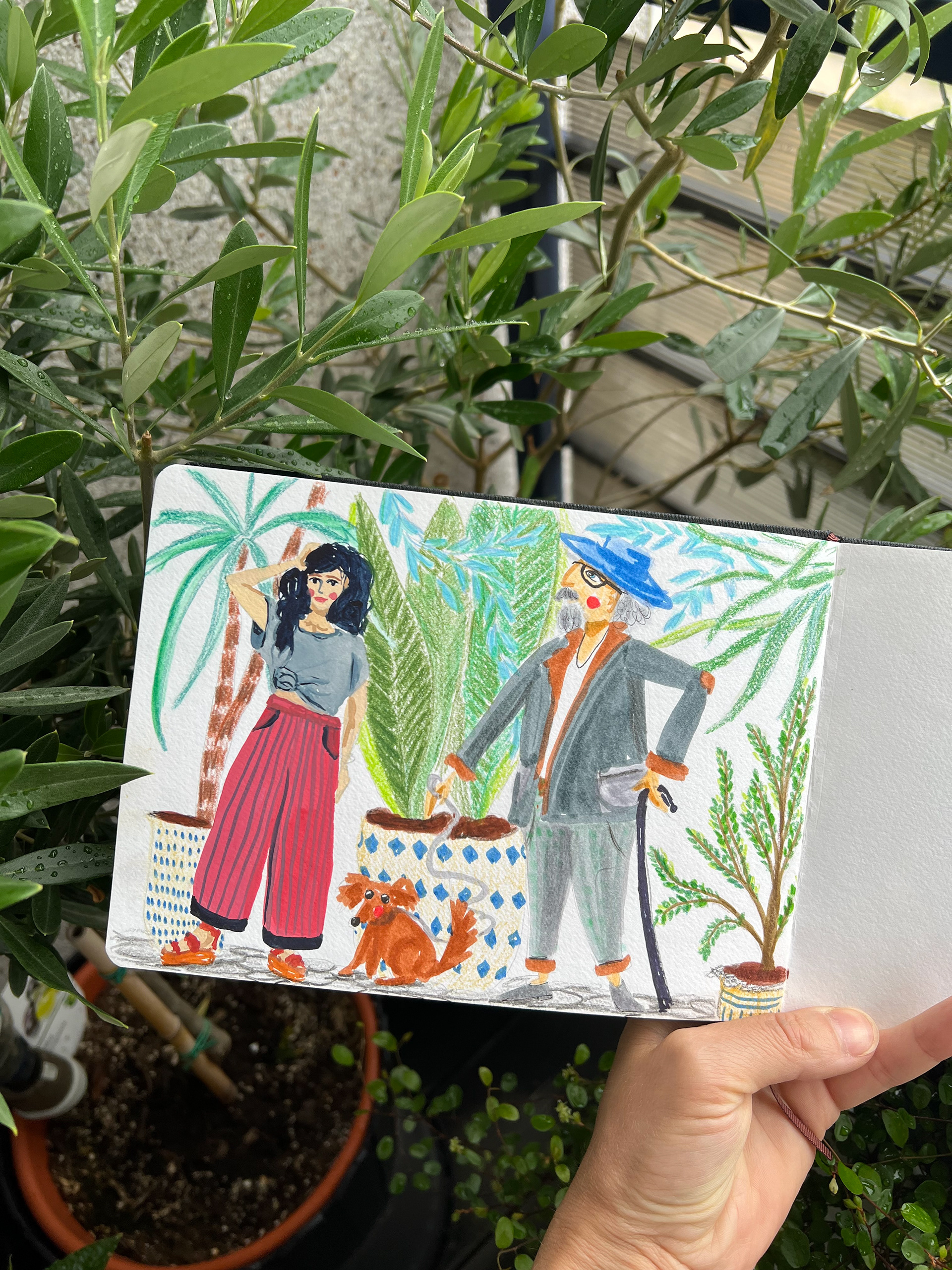 Sketchbook illustration, color pencils and markers, 2023