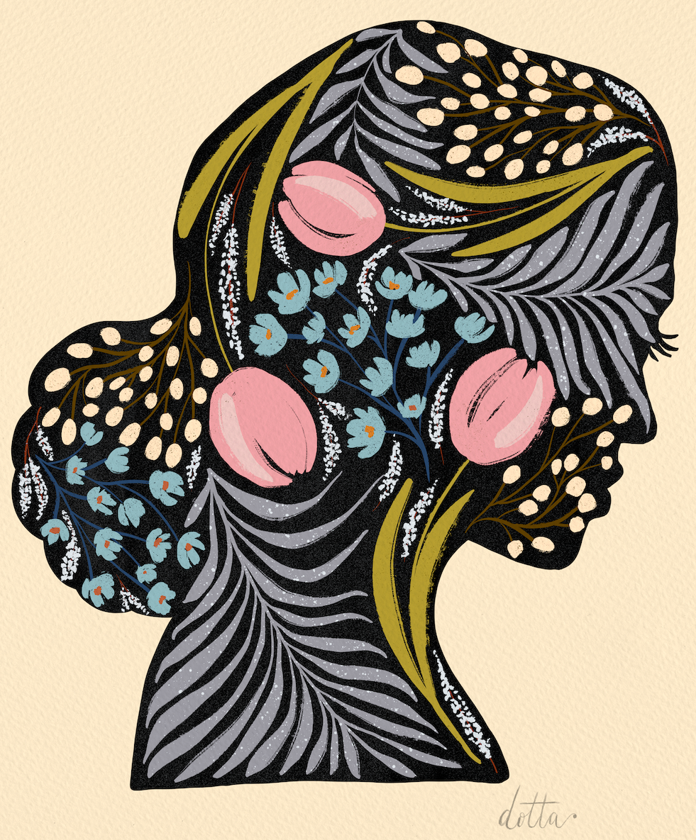 Ilustrācija "Ziedi manā galvā", 2021