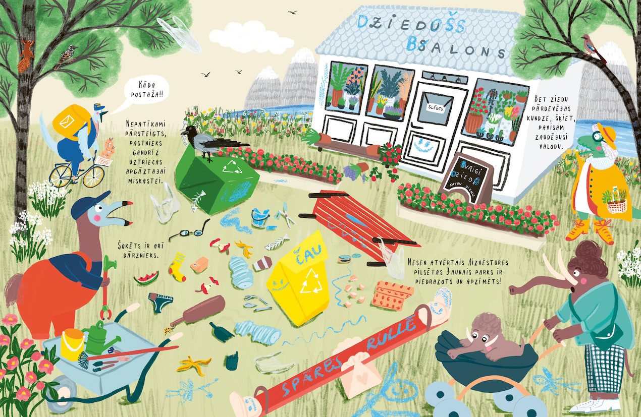 Postaža parkā, Aizvēstures pilsētas detektīvi, ilustrācija