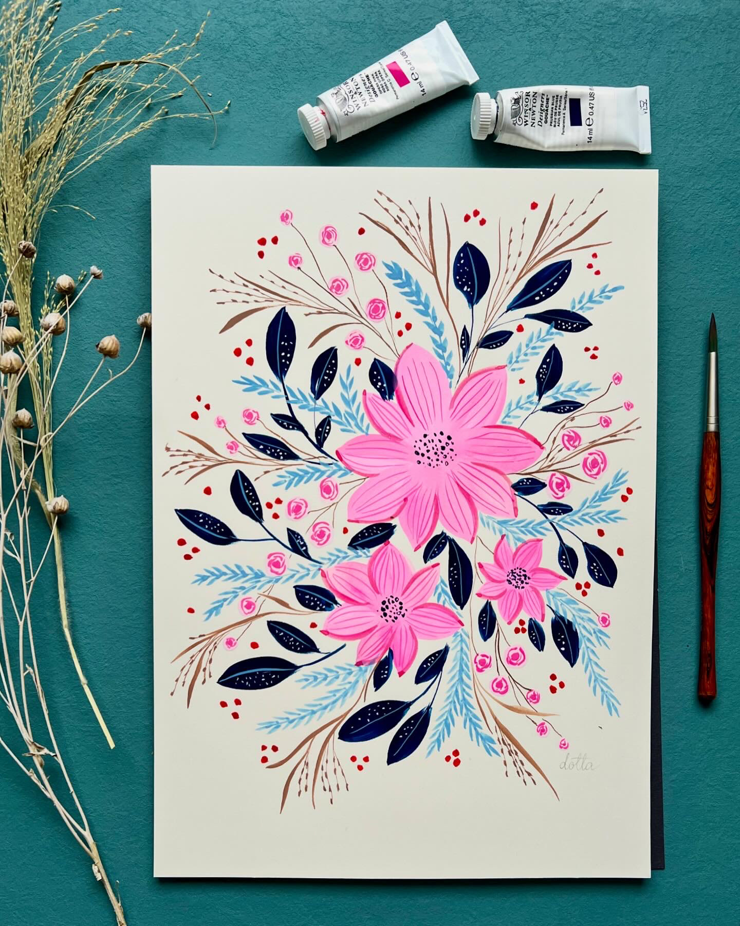 Christmas Flowers, gouache 2023