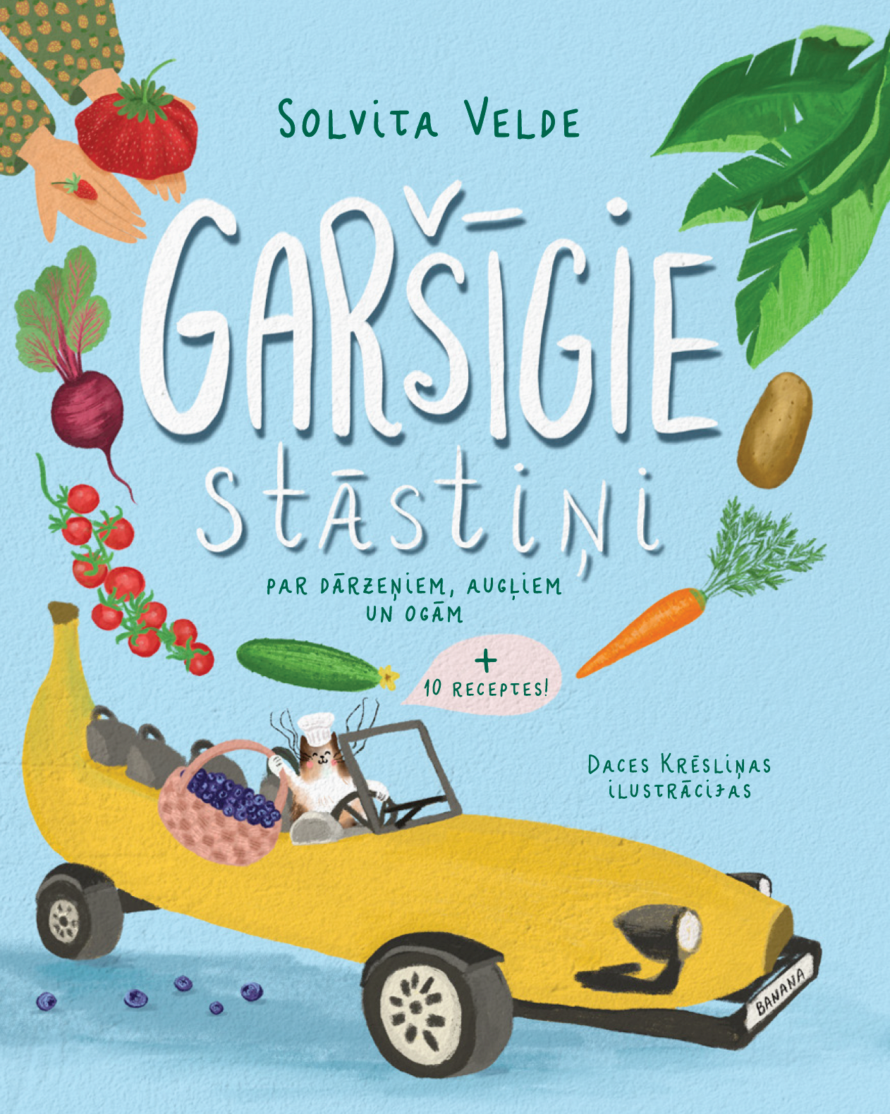 Vāka ilustrācija, Solvita Velde "Garšīgie stāstiņi", Daces Krēsliņas ilustrācijas