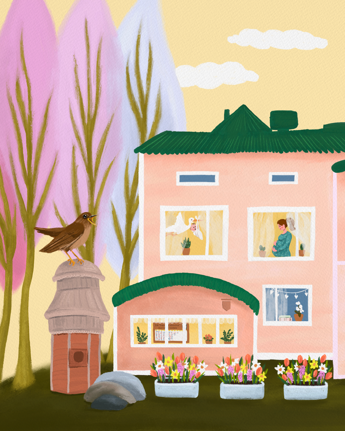 Kartītes dizains Siguldas slimnīcai, kuras tiek dāvinātas jaunajiem vecākiem, 2023