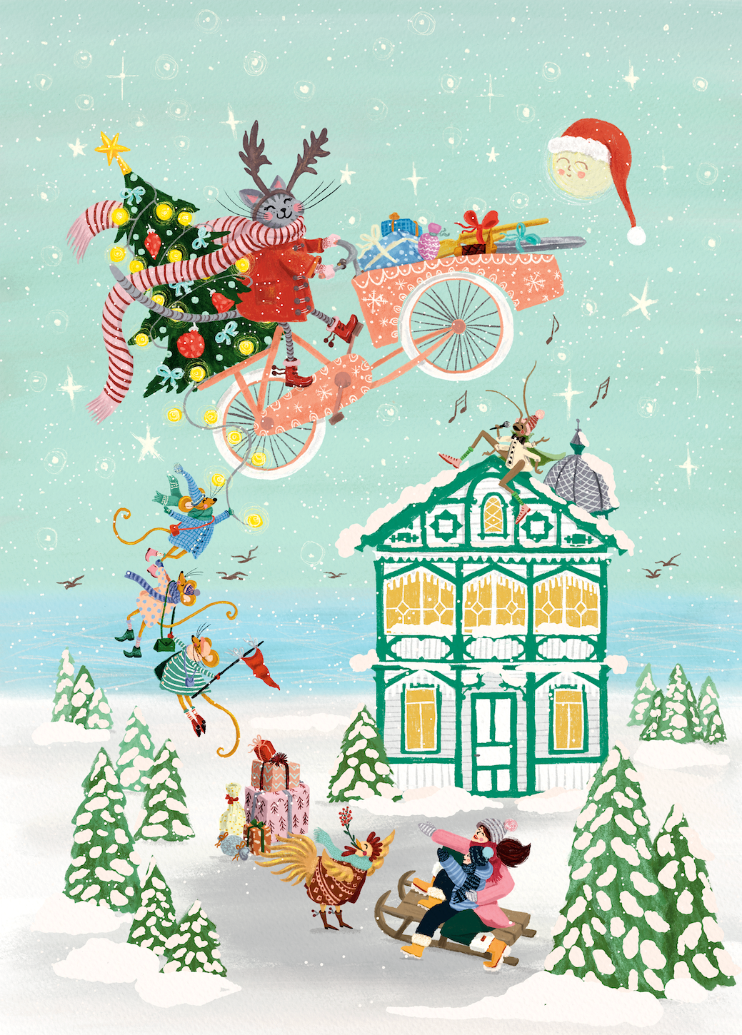 Circenīša Ziemassvētki, ilustrācija Jūrmalas valstspilsētas administrācijas puzlei, kas tika dāvināta Ziemassvētkos pirmsskolas izglītības iestādēs, 2022