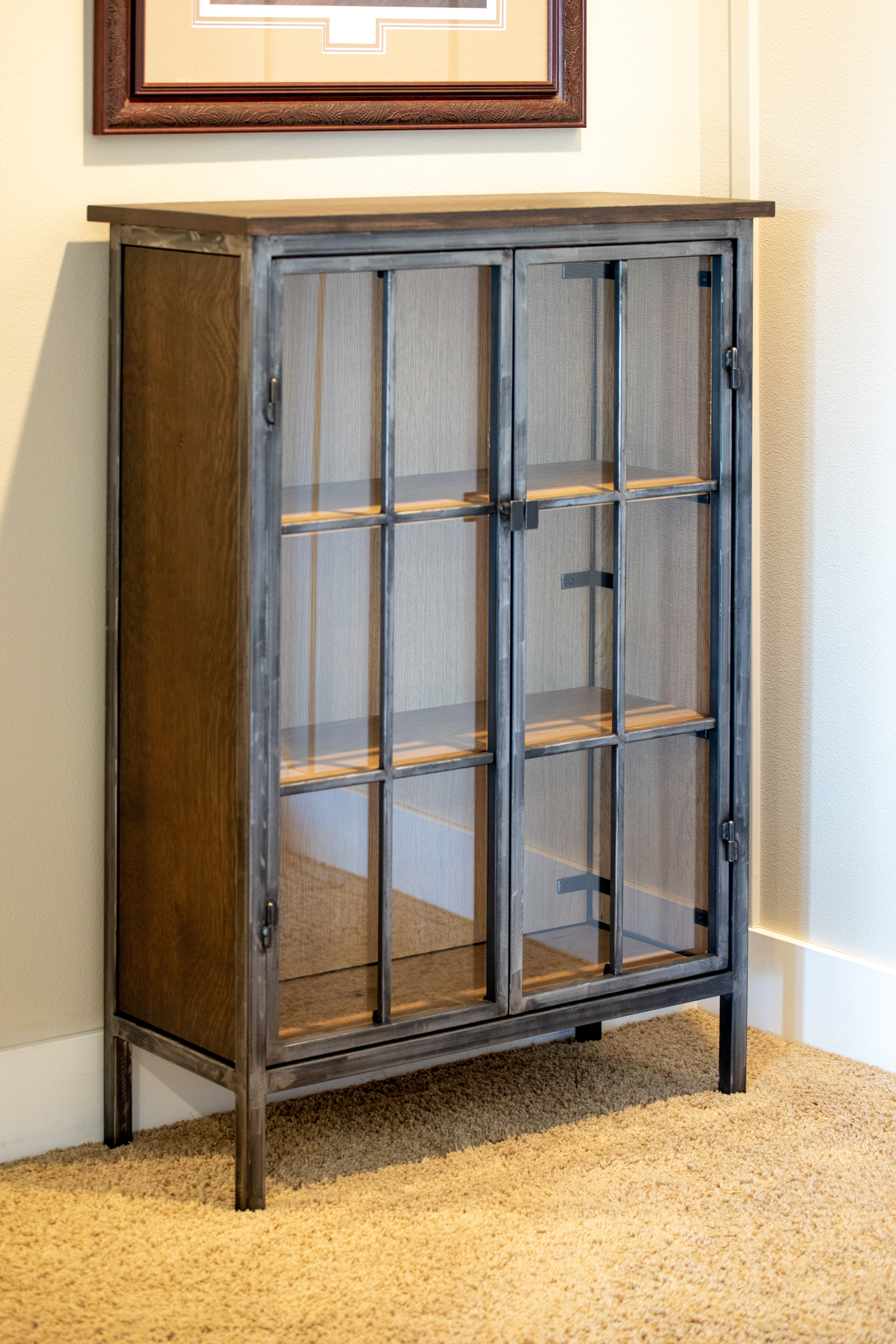This cabinet has solid Quarter Sawn White Oak top, sides, and solid White Oak shelves. $1,200.