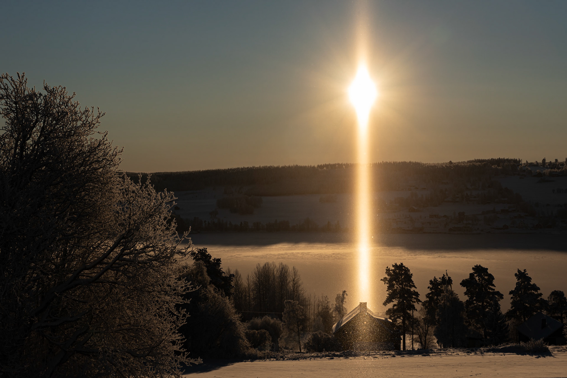 Sunbeam against a house