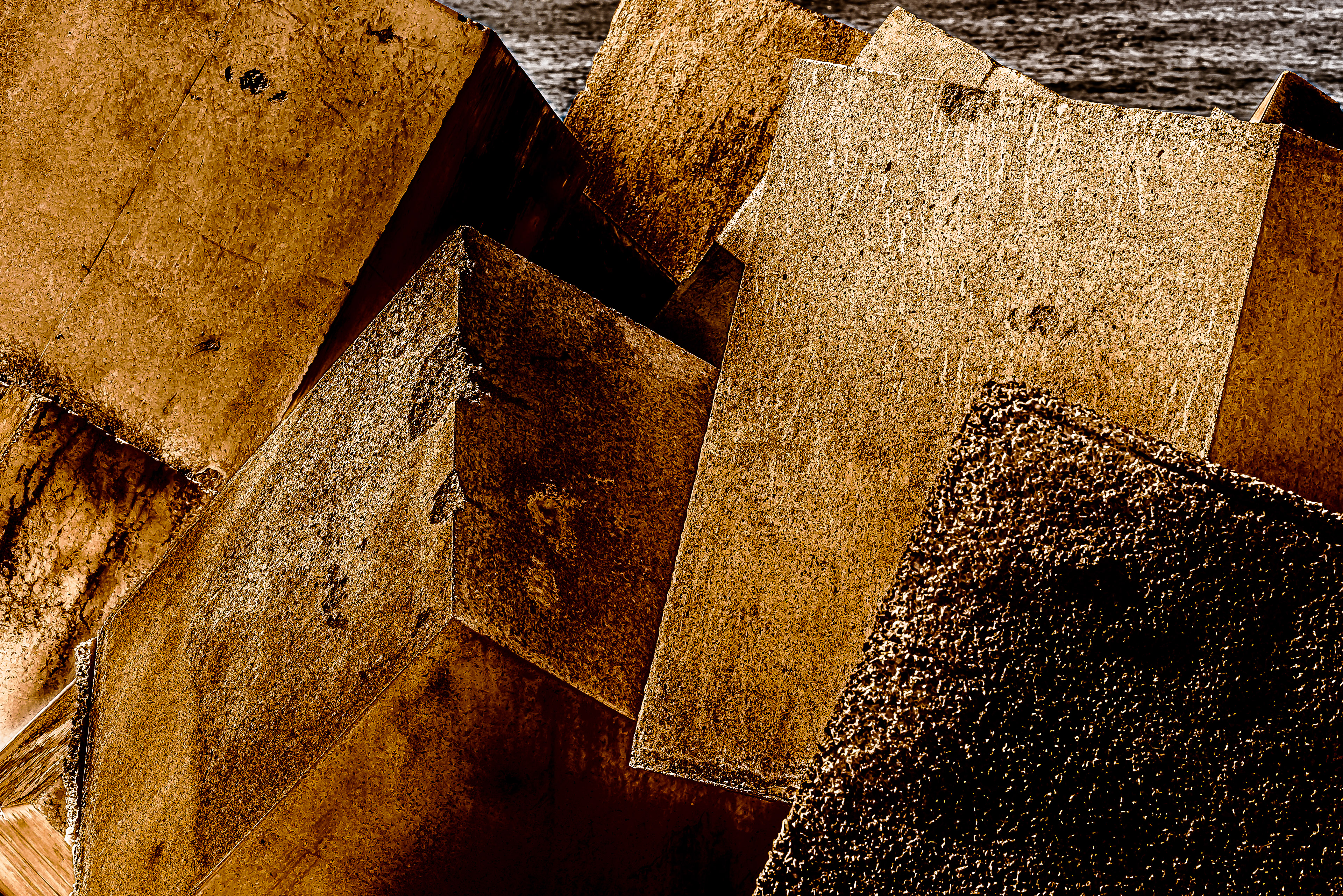 Bits of cement in a port.