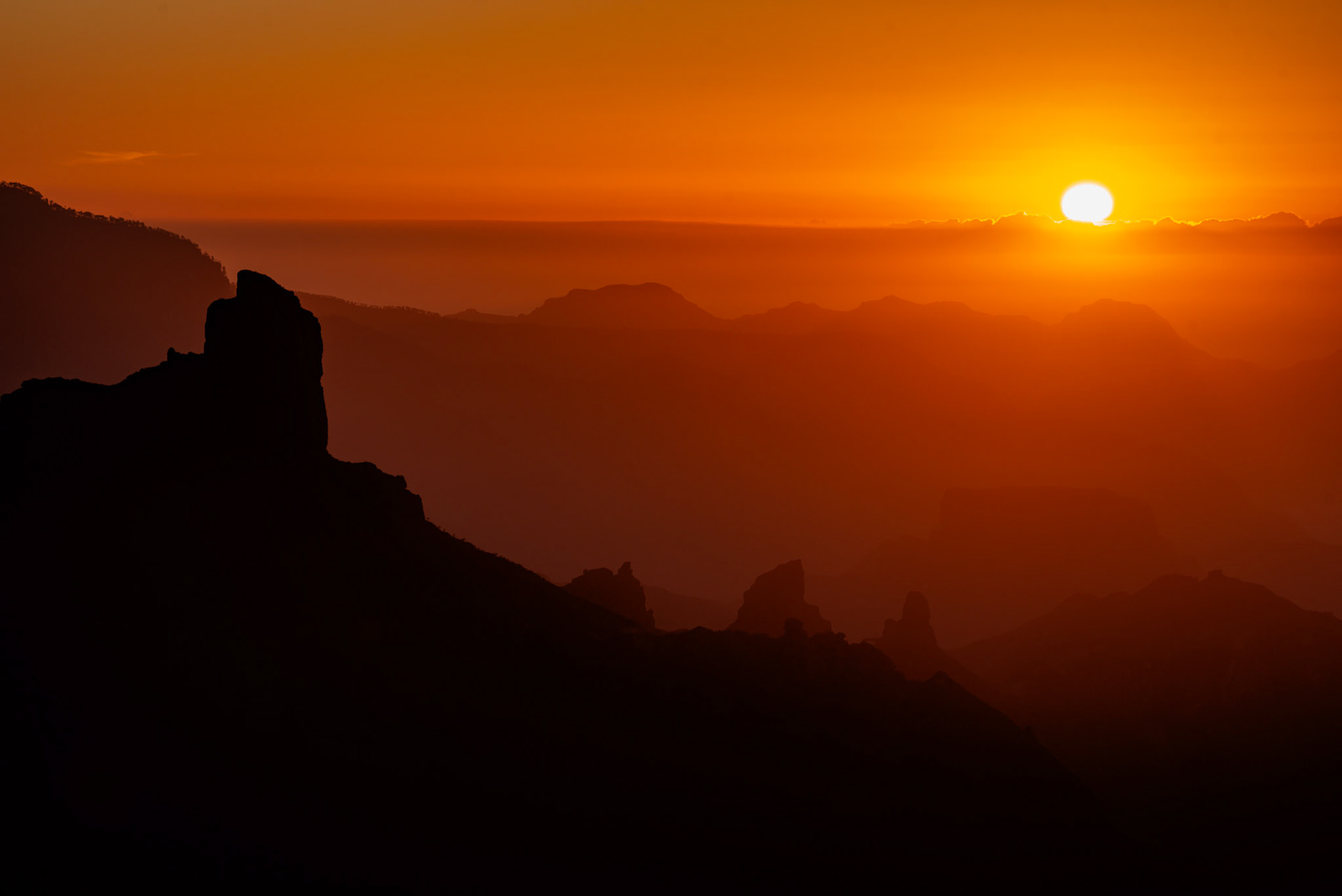 Sunset in the mountains of Gran Canaria