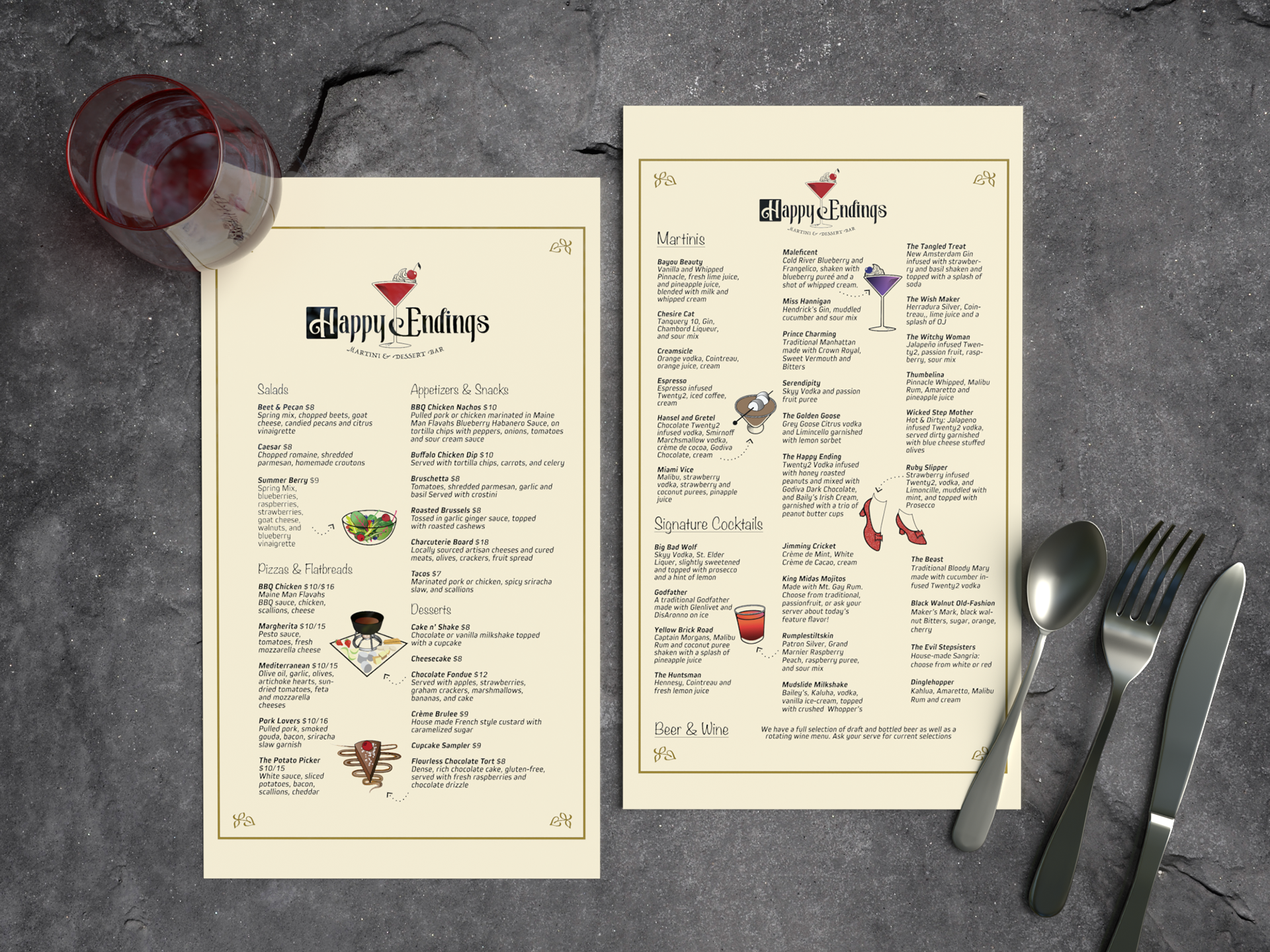 3d mockup of menu made in Adobe Dimension