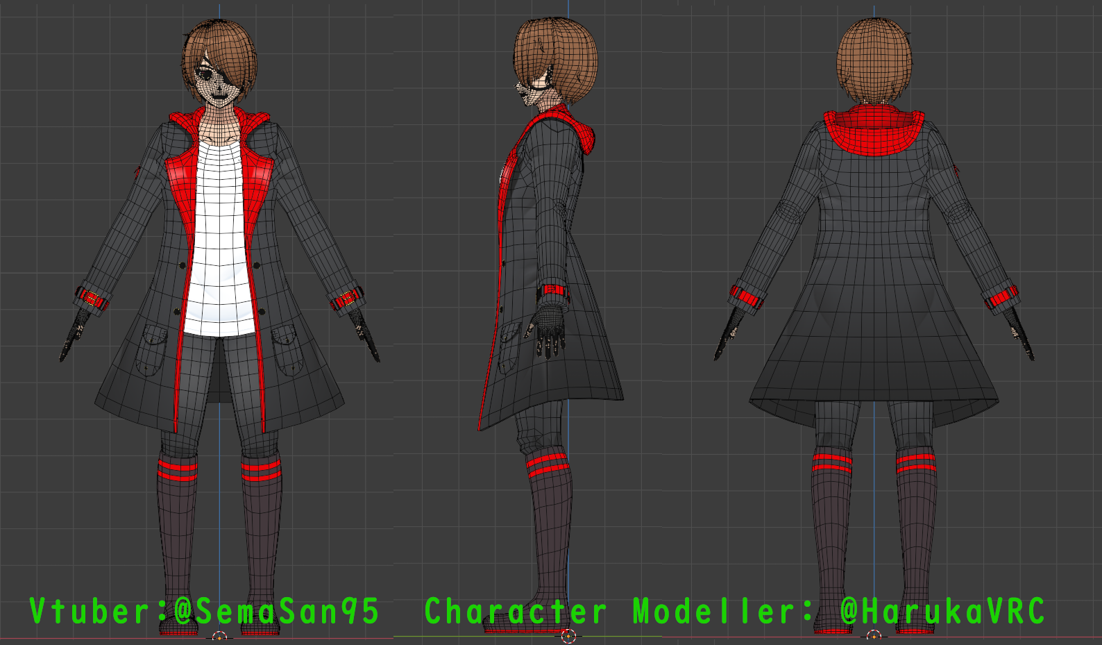 Character 3 Sides Wireframe