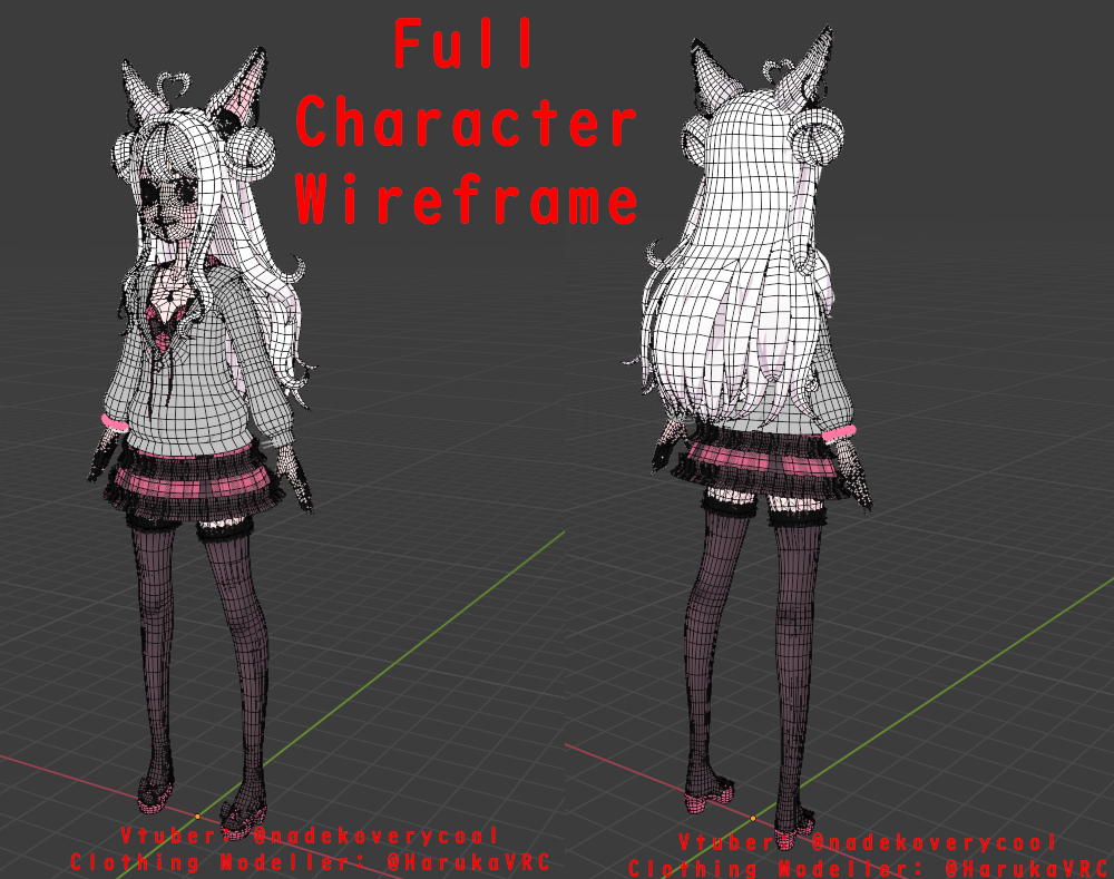 Wireframe of whole character (Base body not made by me)