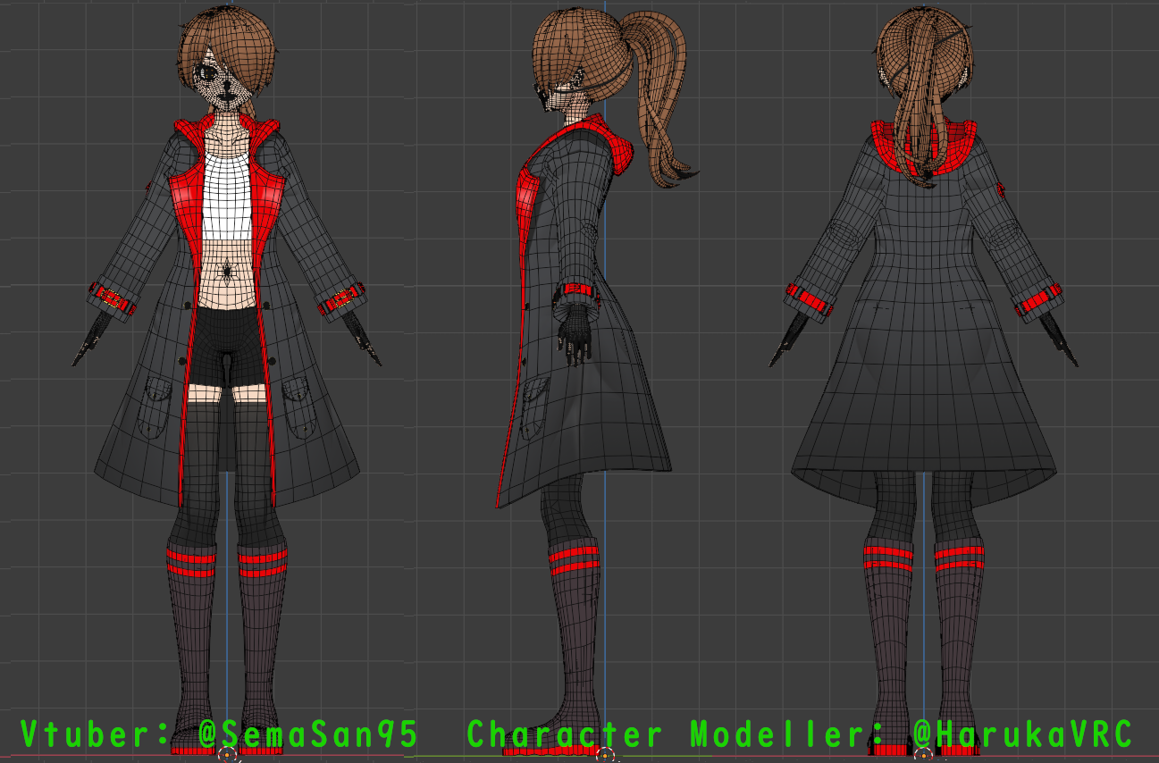 Character 3 Sides Wireframe