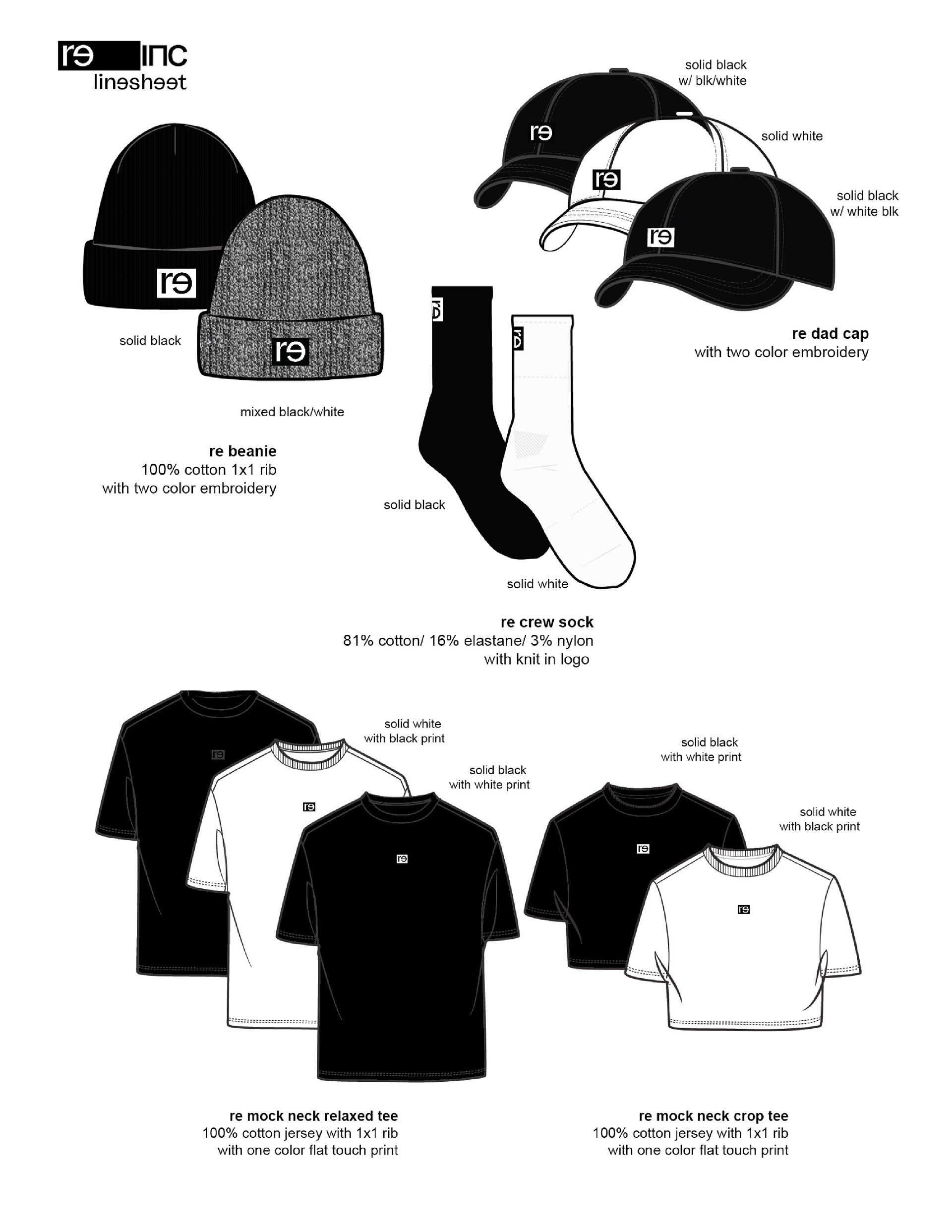 BLACK AND WHITE CAPSULE DEVELOPMENT LINESHEETS