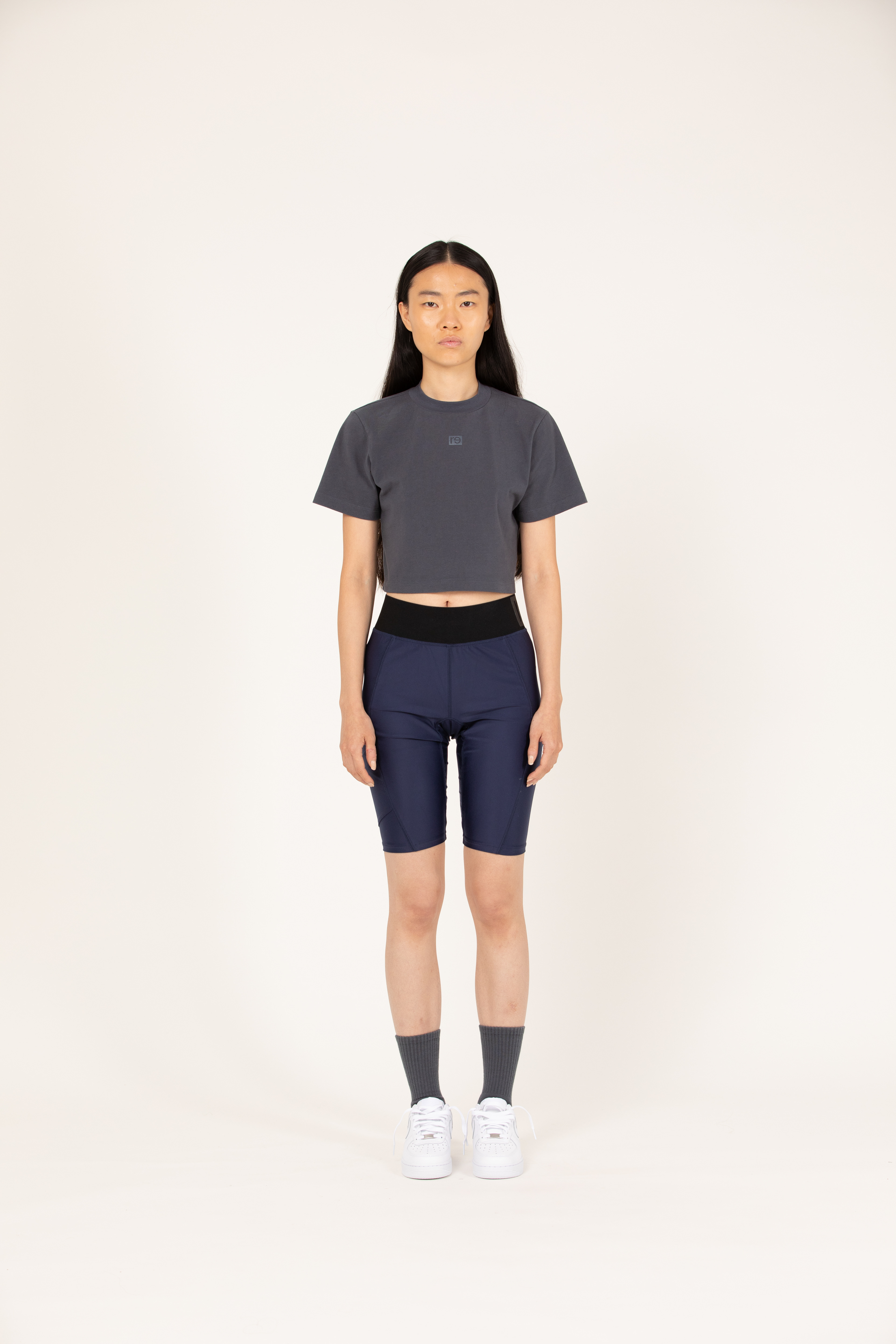 MODEL IN RE-INC TEE AND BIKE SHORT