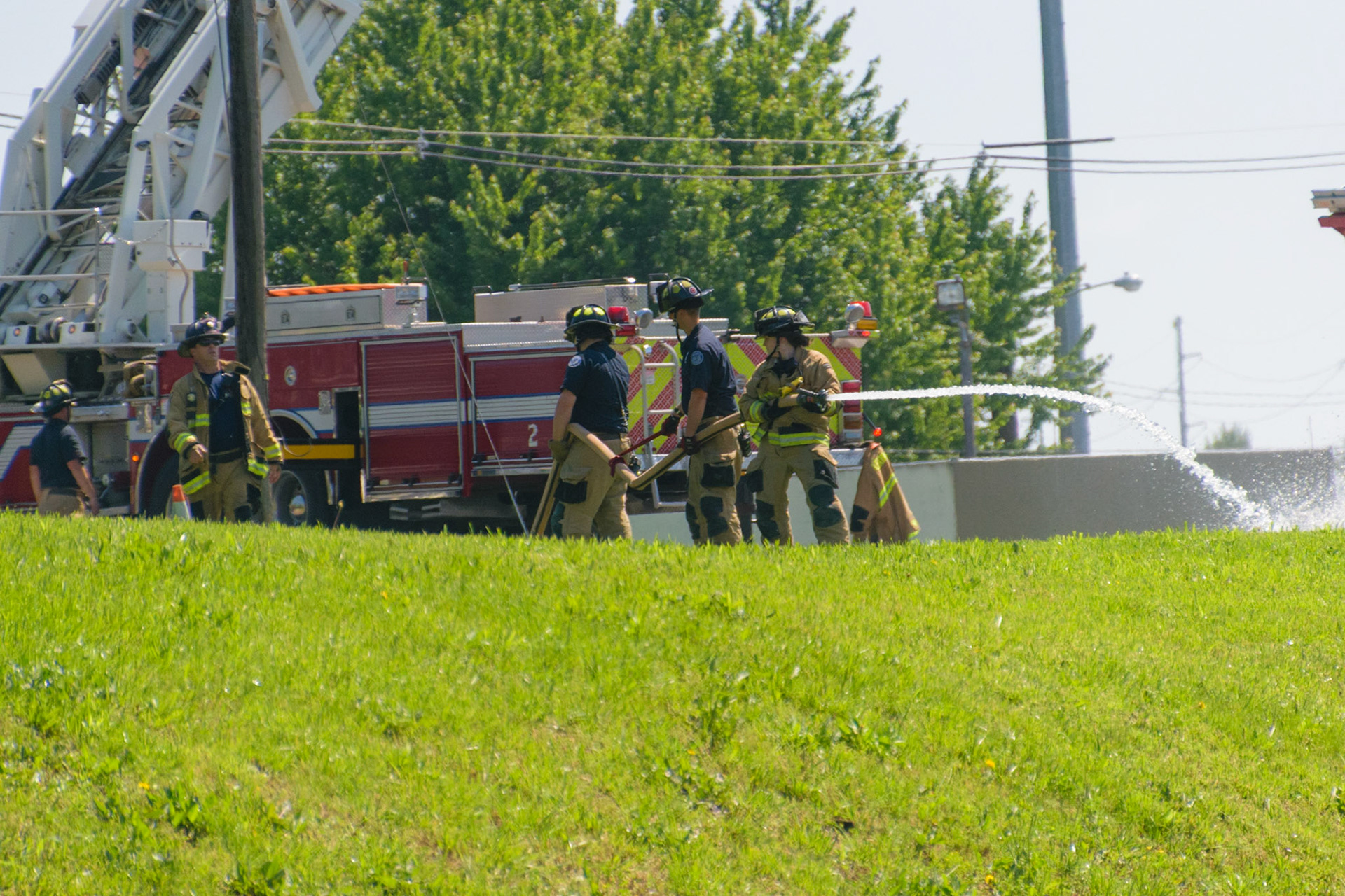 The Lexington Fire Department was out doing some training across the street.