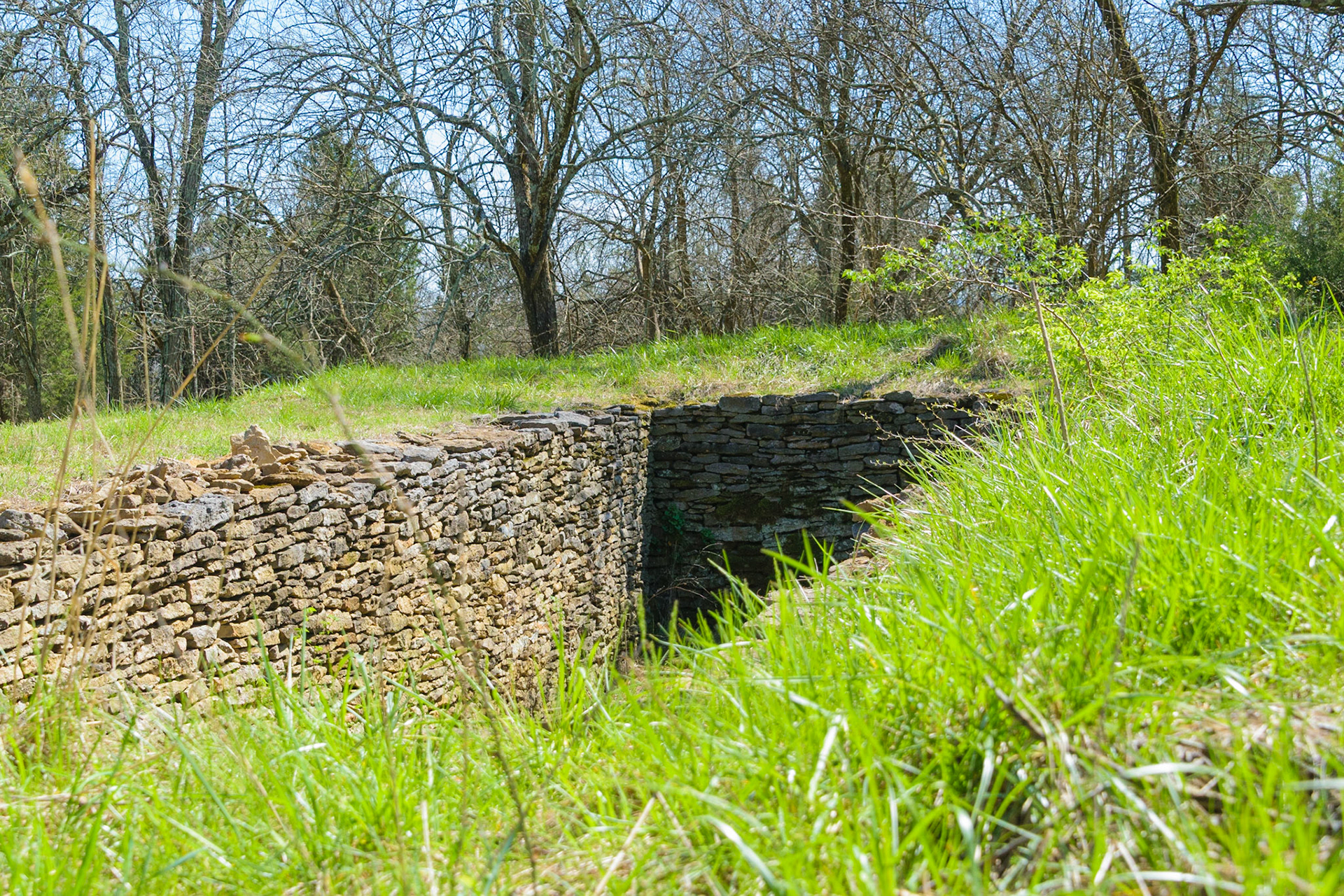 Fort Hill operated as an earthen forth during the Civil War. Many of the defensive structures are dug into the hill itself.