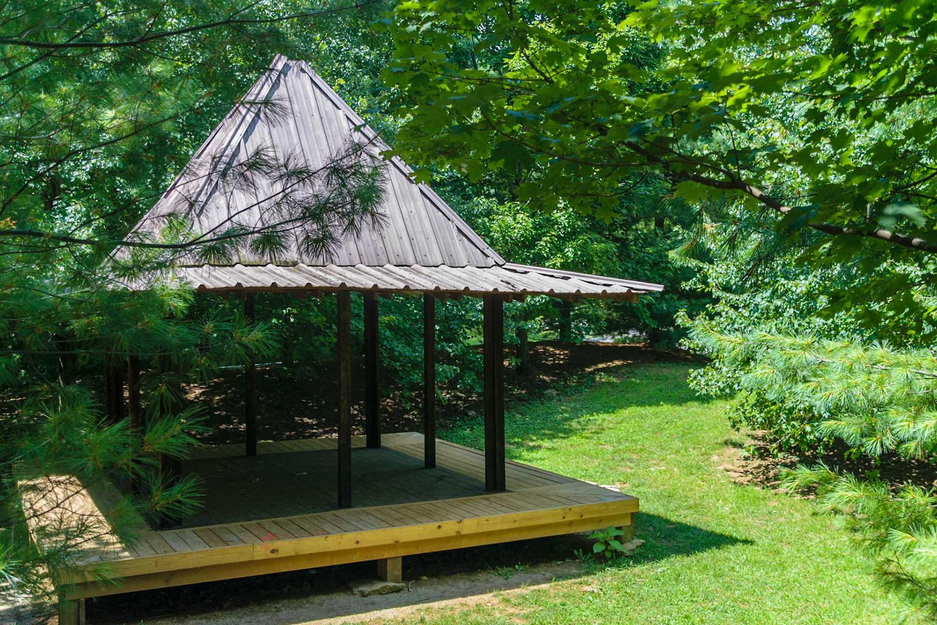 This small shelter provides some much needed shade on a hot summer day.