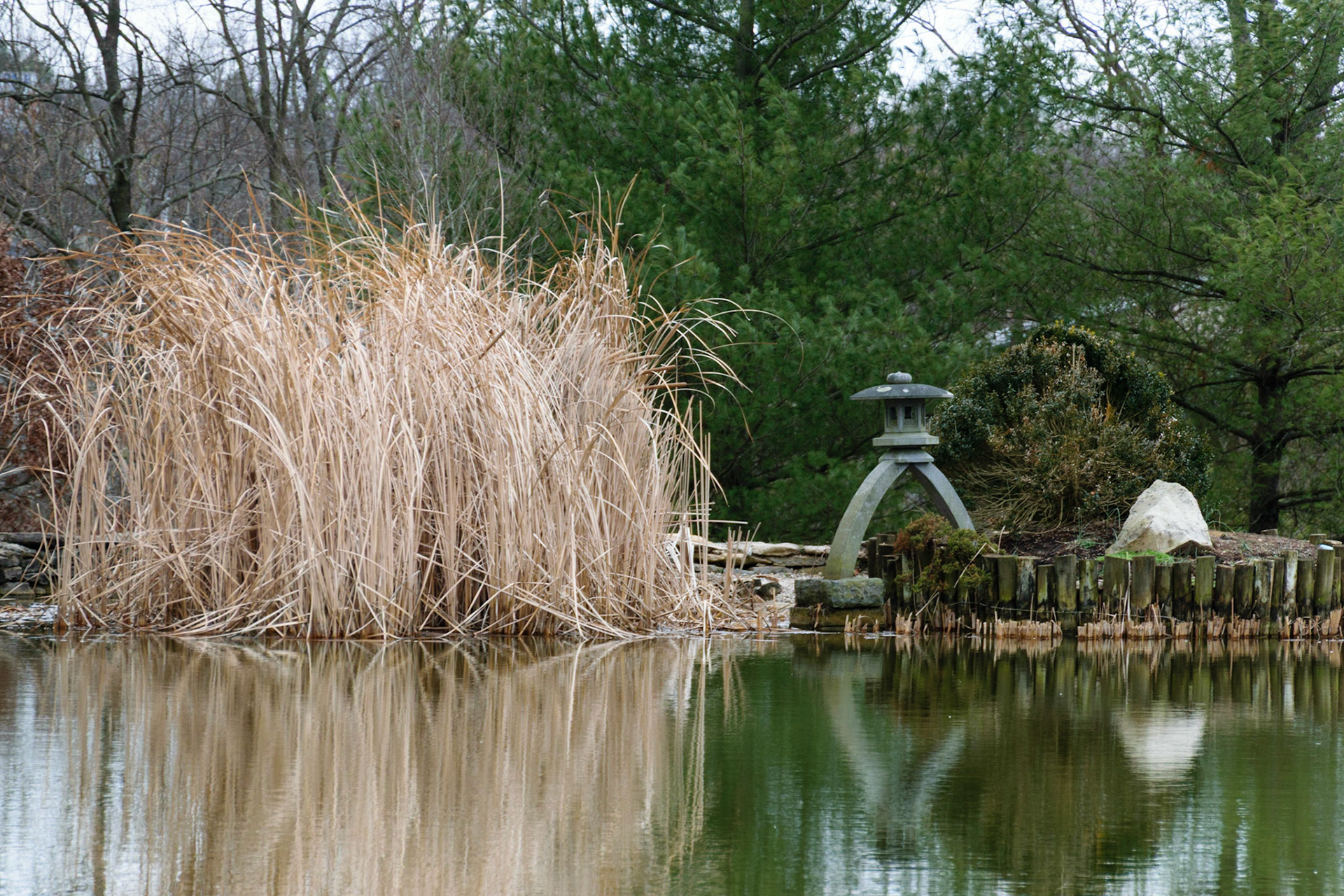 This sculpture was nestled in a patch of tall grass on the other side of the pond.