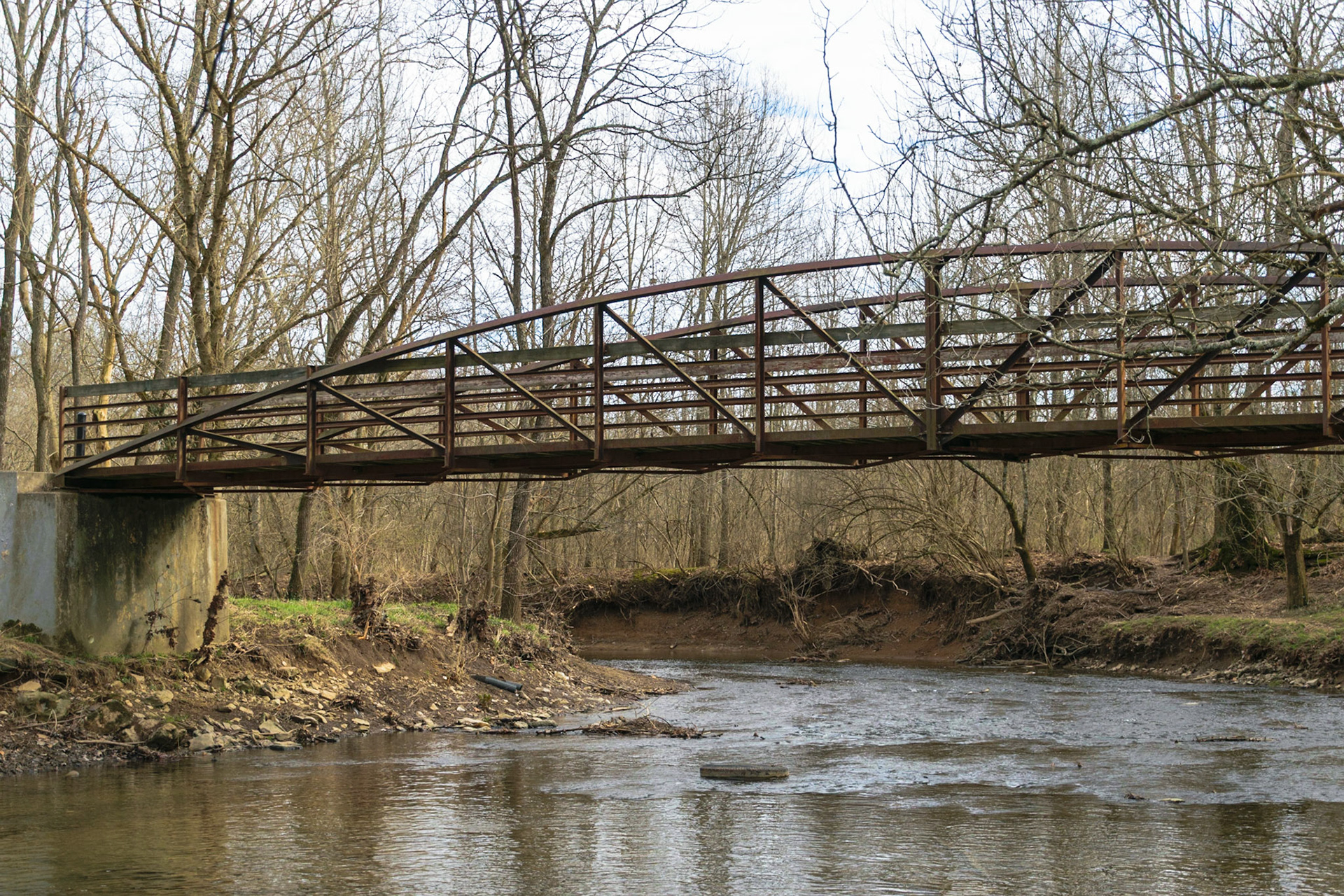 This bridge connects the trails on opposite sides of the creek.