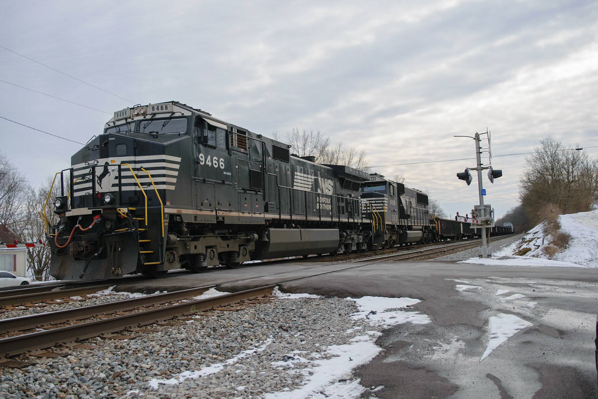 Shortly after I parked next to this set of train tracks, a train pulled up and stopped right next to me!