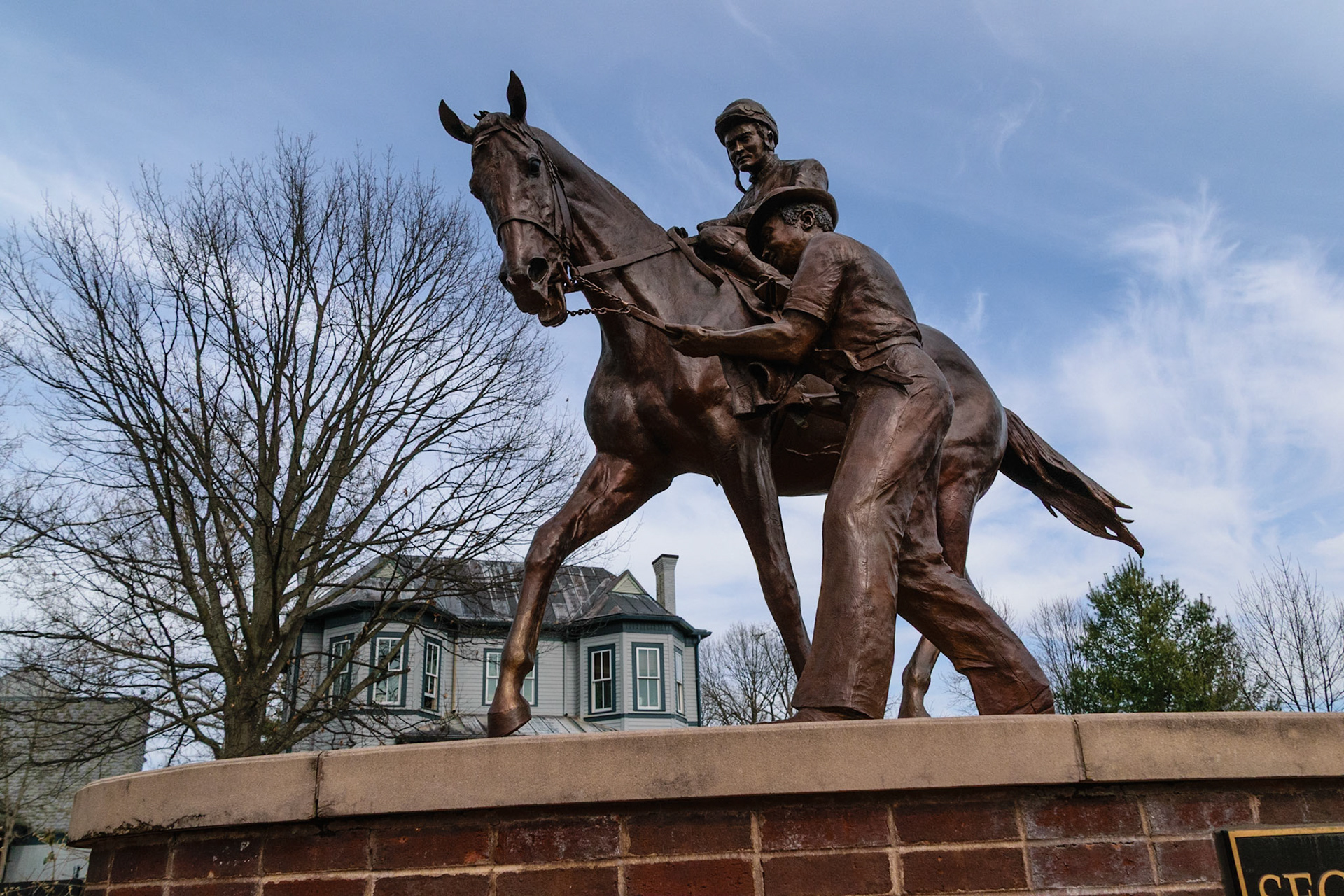 The park contains many statues dedicated to past champions. Here is one dedicated to Secretariat.