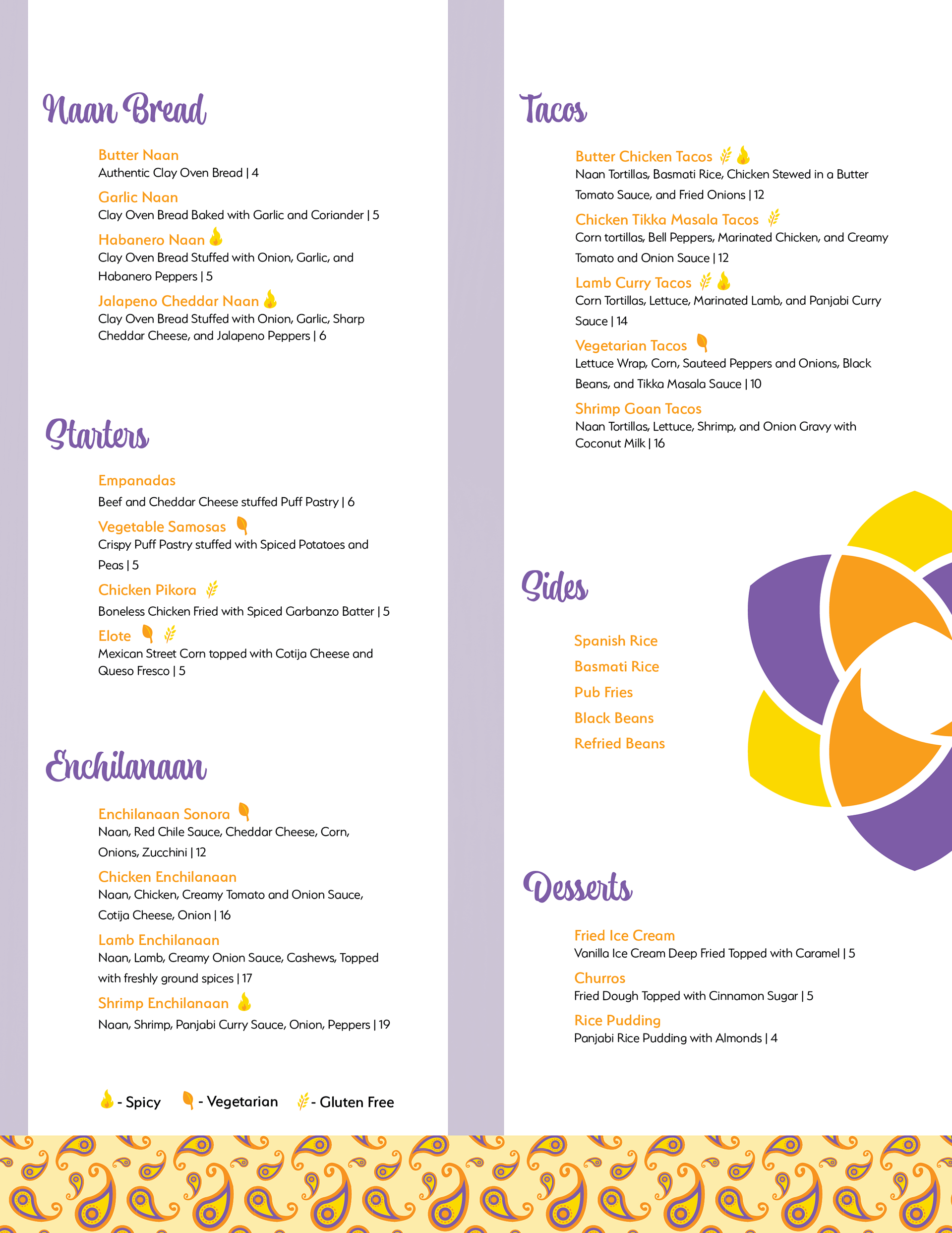 Dinner Menu Inside
