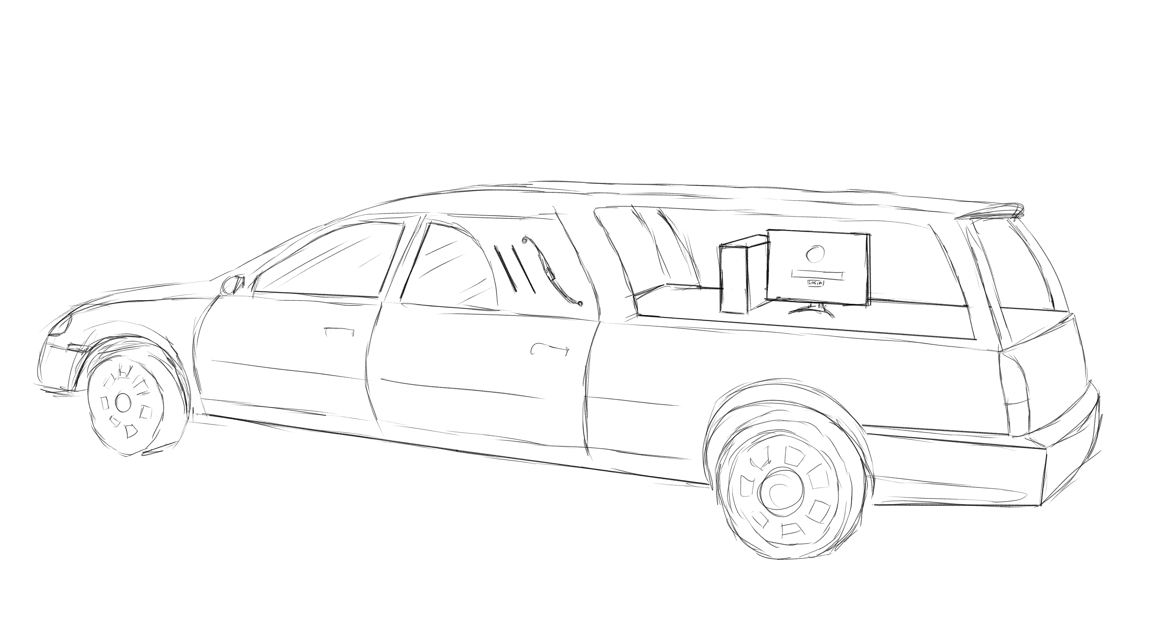 Hearse with computer