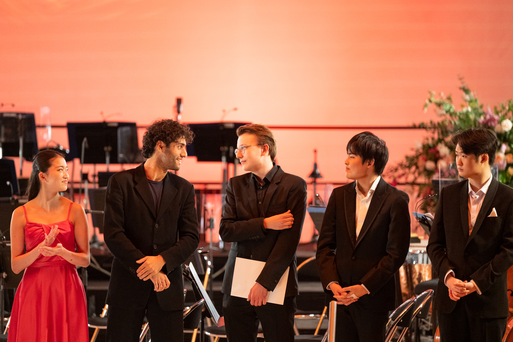 Miyu Kitsuwa, Vikram Sedona, Bohdan Luts, Koshiro Takeushi and Da-Yoon You, finalists of the Long-Thibaud violin competition 2023