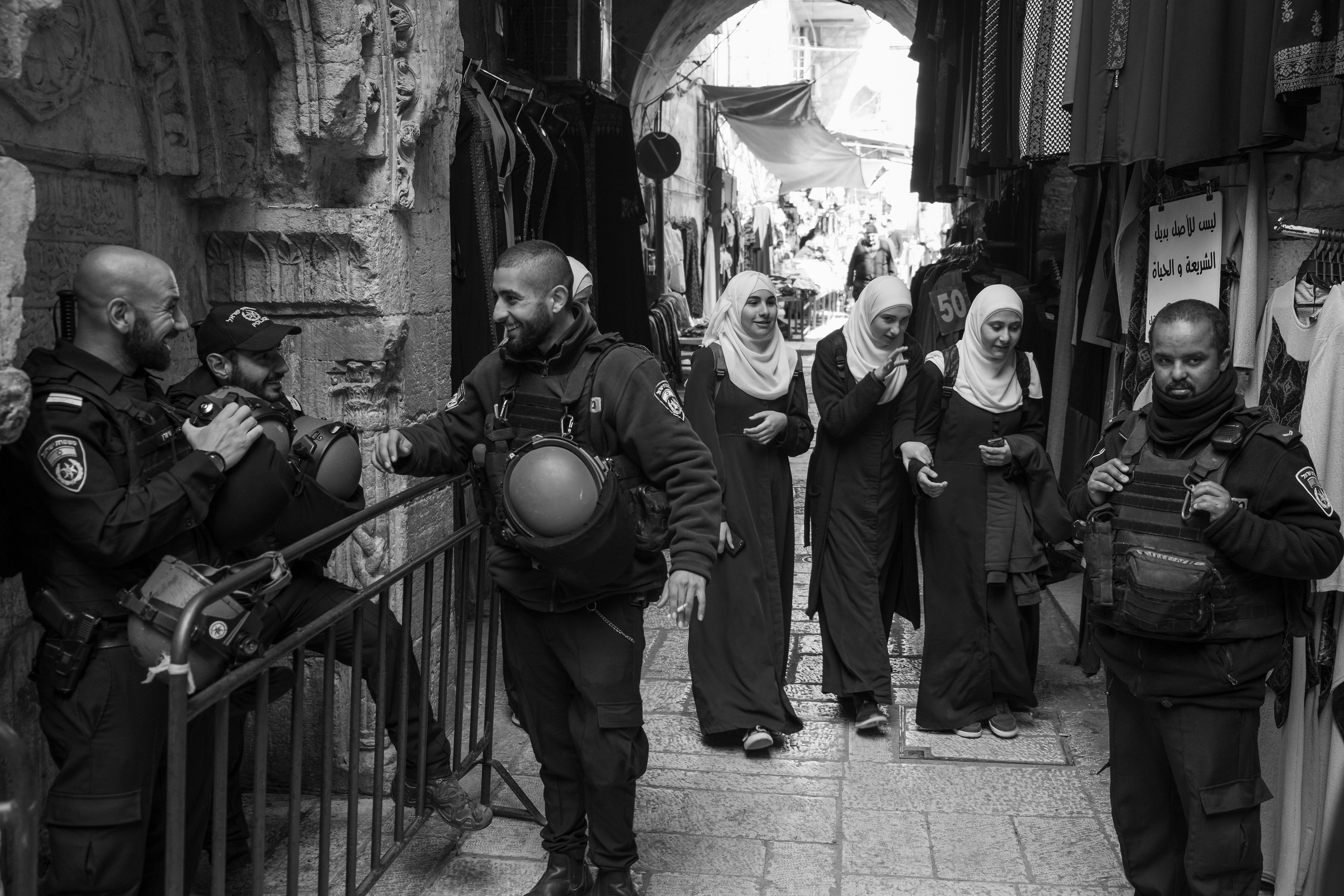 Policemen and women in the streets of Jerusalem