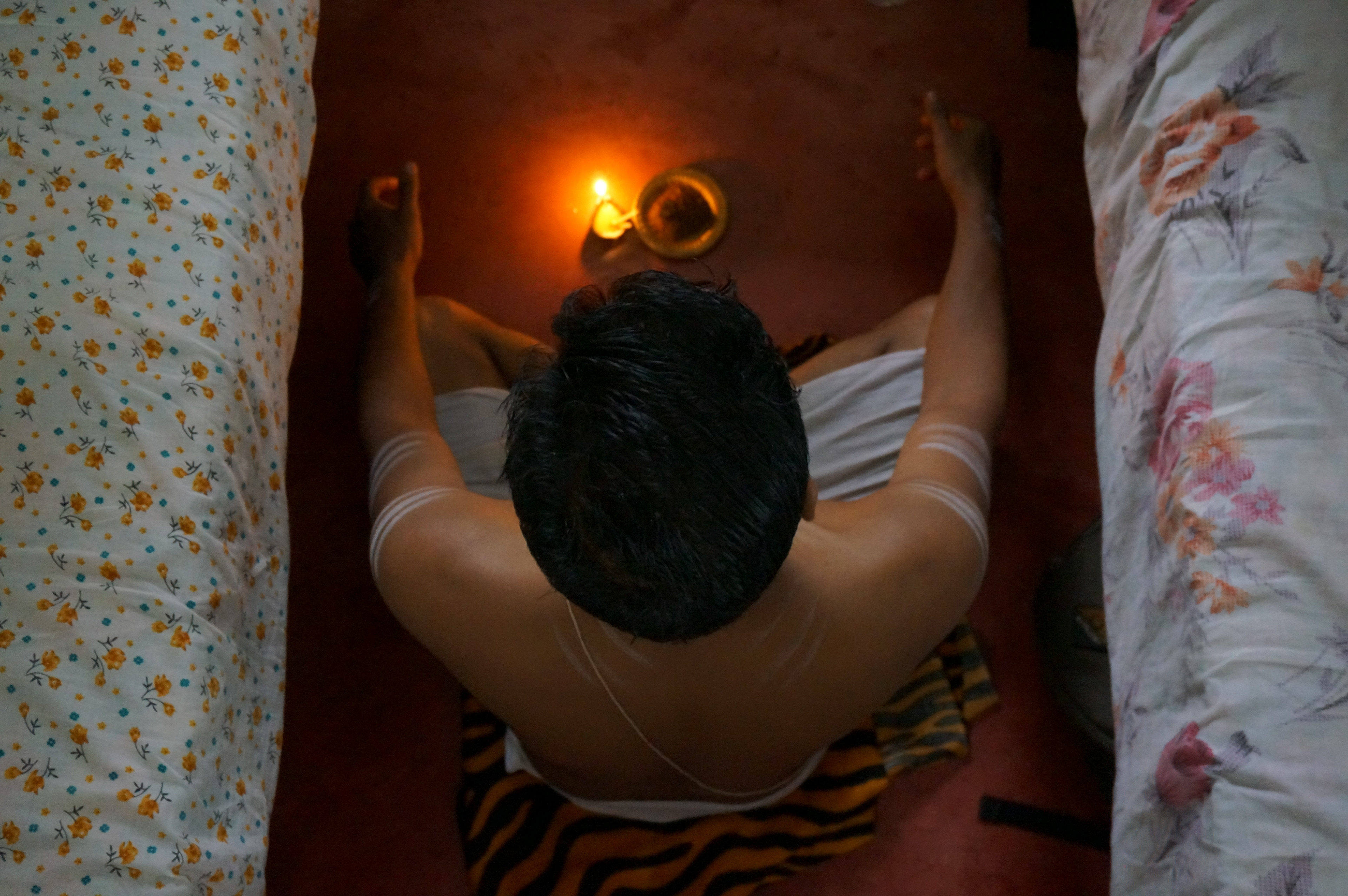 Religious procession in the dorms of Sivananda Asrham, Neyar Dam, Kerala, in May 2018.