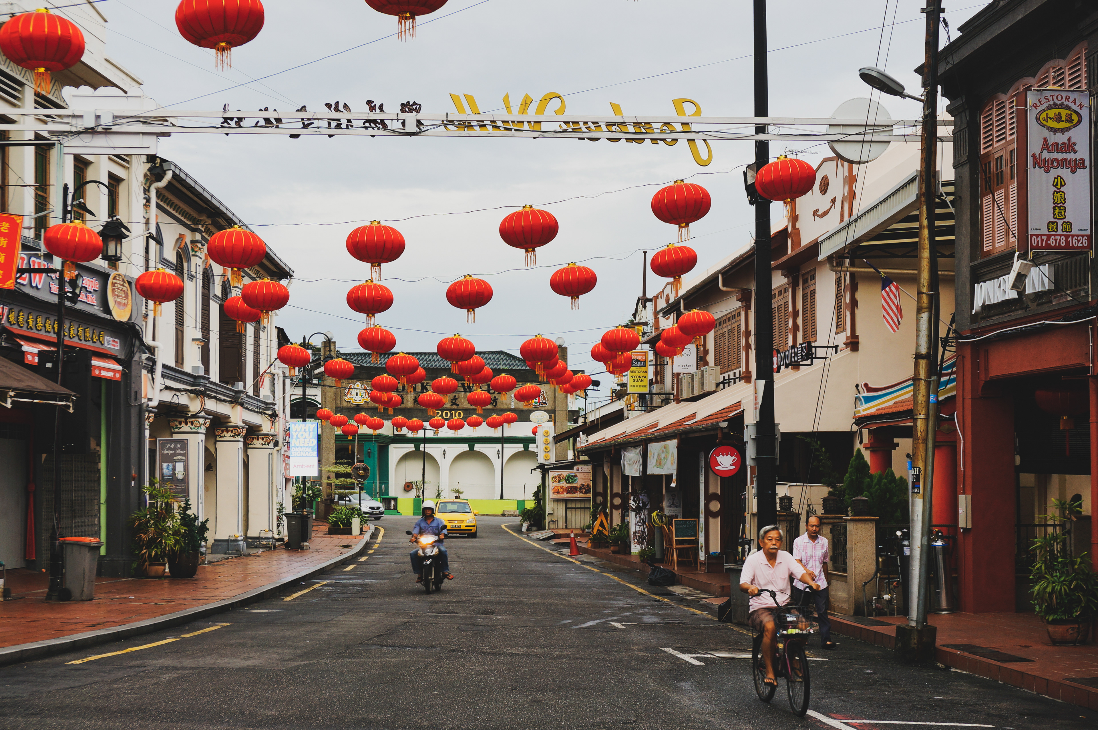 Streets of Malacca in Malaysia with chinese decorations