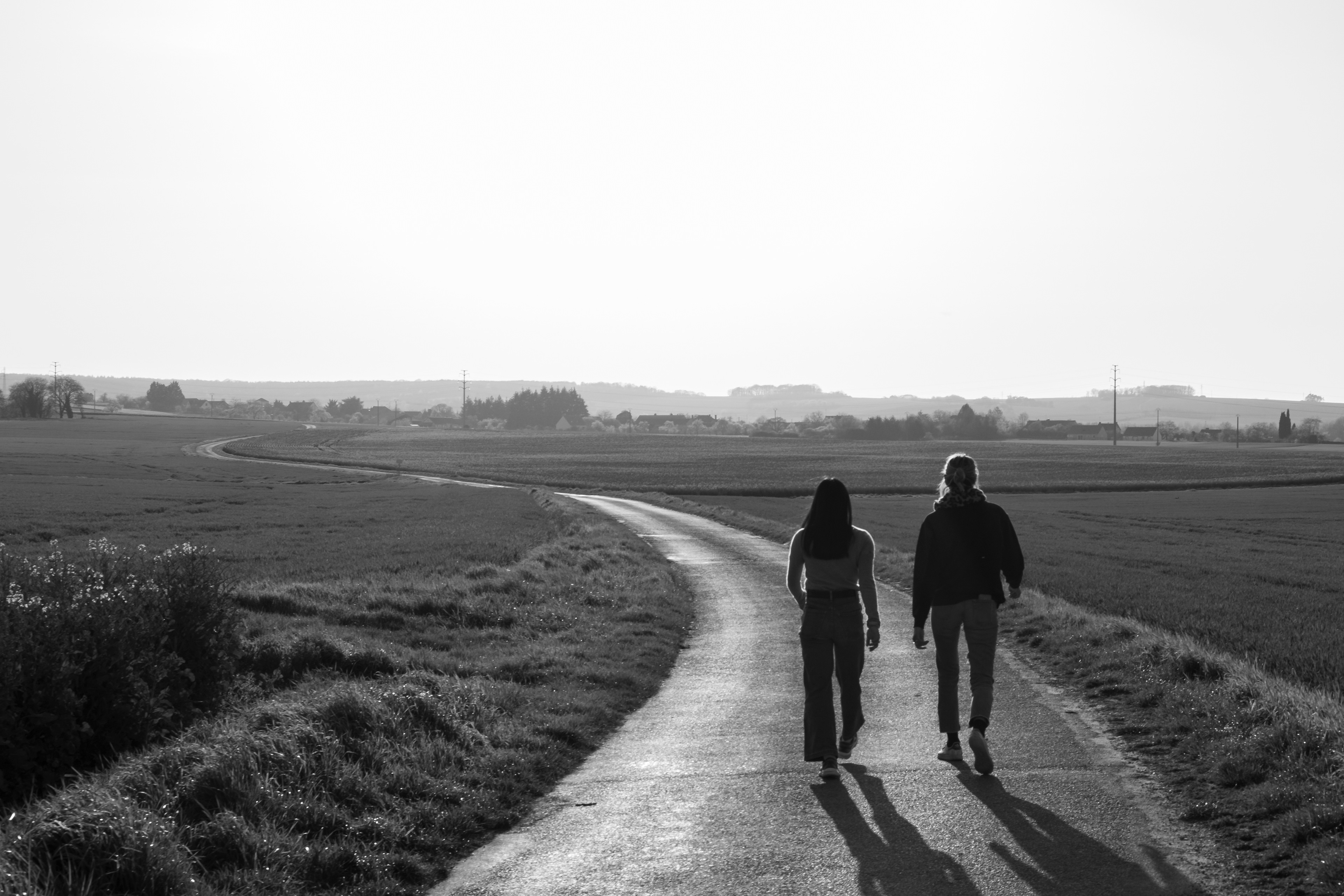 Women walking on the road in Burgundy