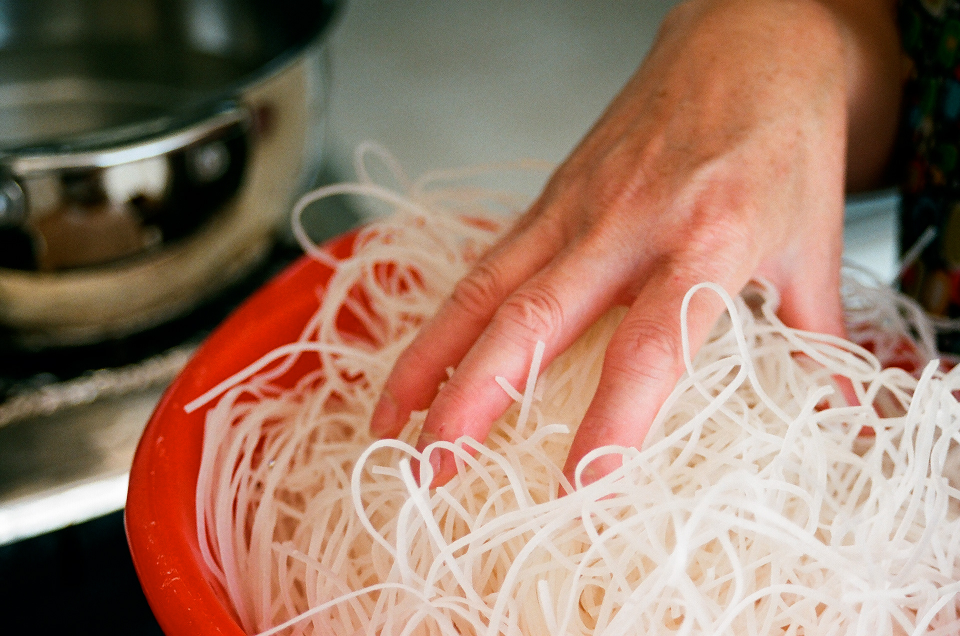 Fresh vermicelli noodles.